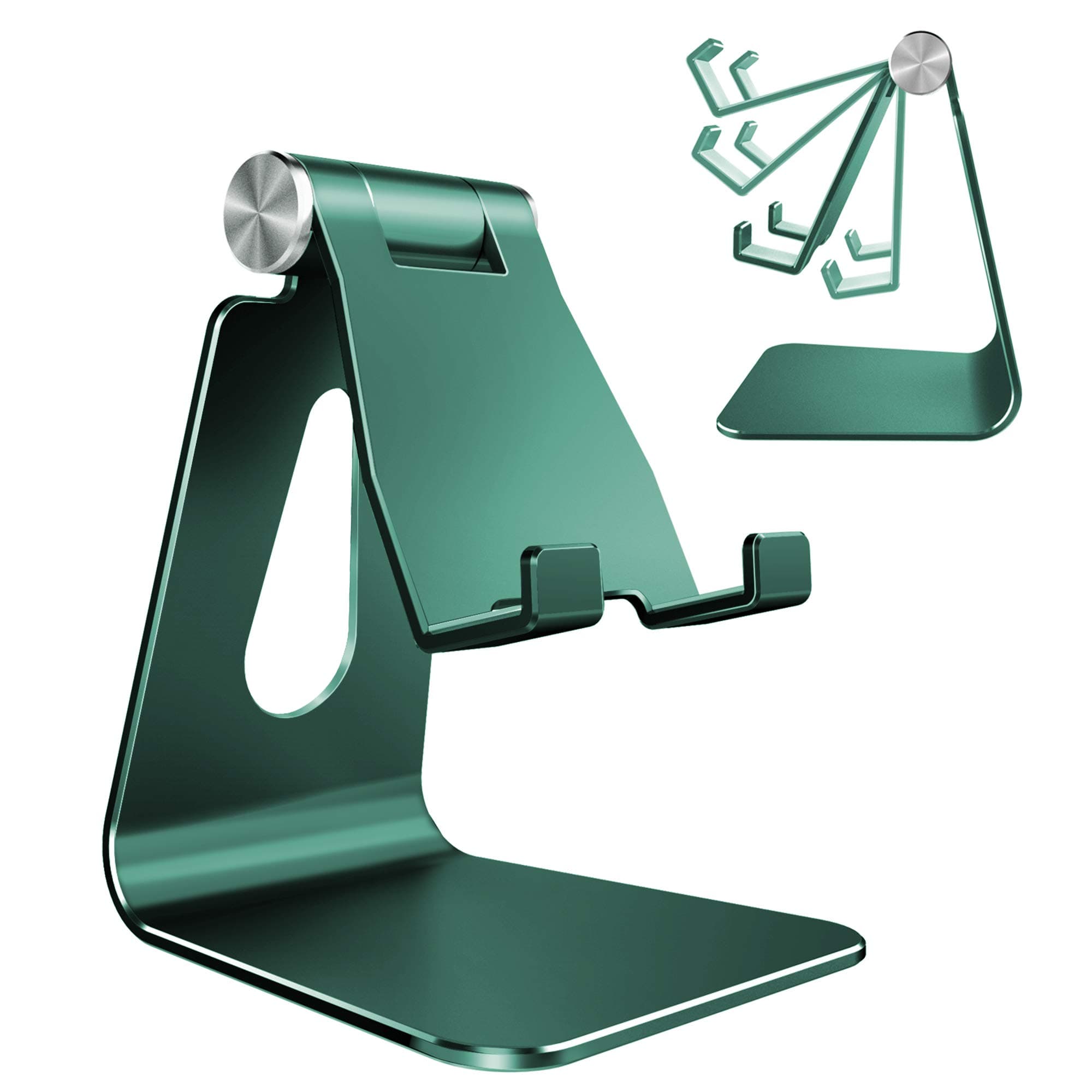 CreaDream Adjustable Cell Phone Stand, Phone Stand, Cradle, Dock, Holder, Aluminum Desktop Stand Compatible with iPhone Xs Max Xr 8 7 6 6s Plus Charging,Accessories Desk,All Smart Phone-Midnight Green