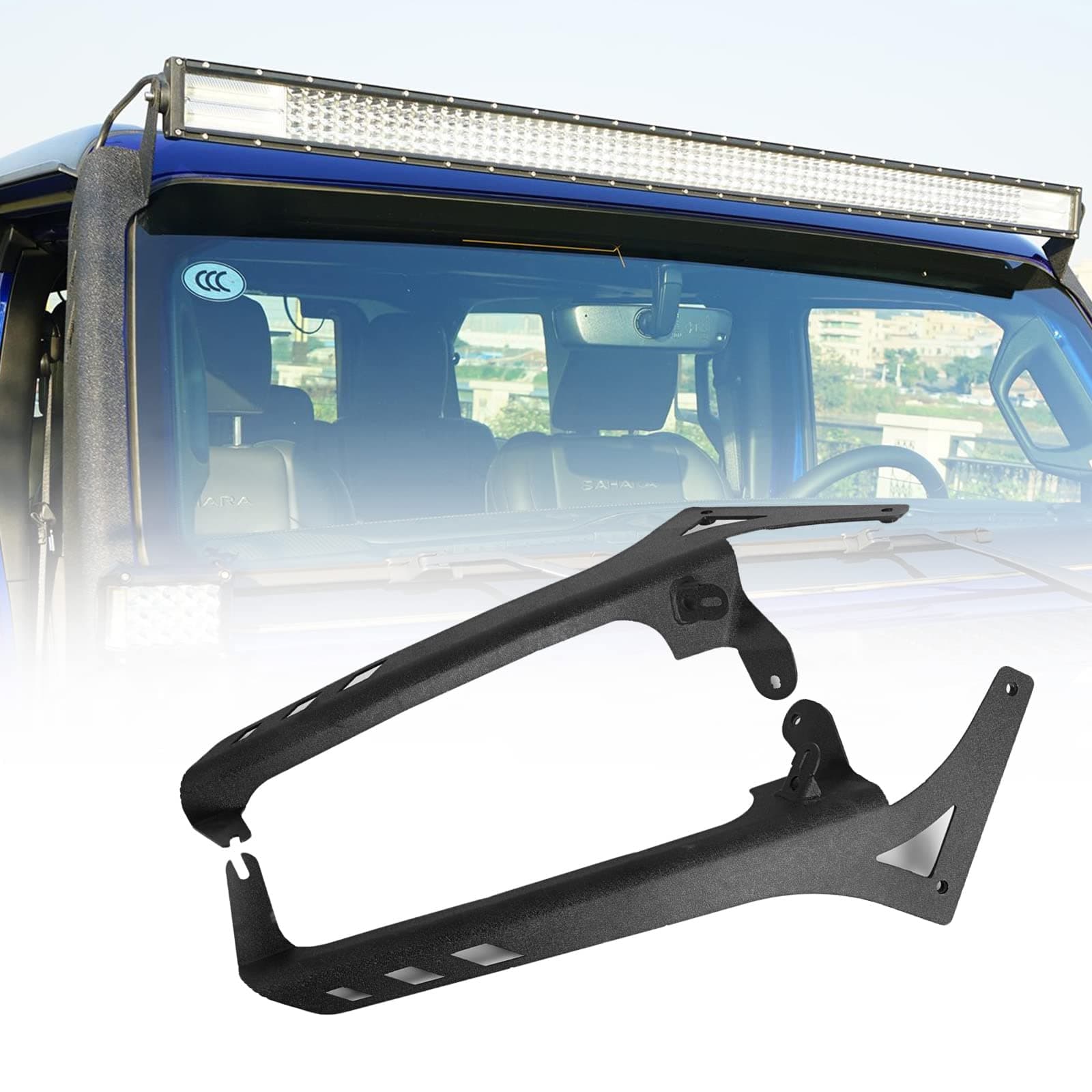 AUXMART 52" LED Light Bar Windshield Mounting Brackets with A-Pillar for 2018 2019 2020 2021 2022 Jeep Wrangler JL / Gladiator JT (Does not fit for Jeep Gladiator Mojave Model)