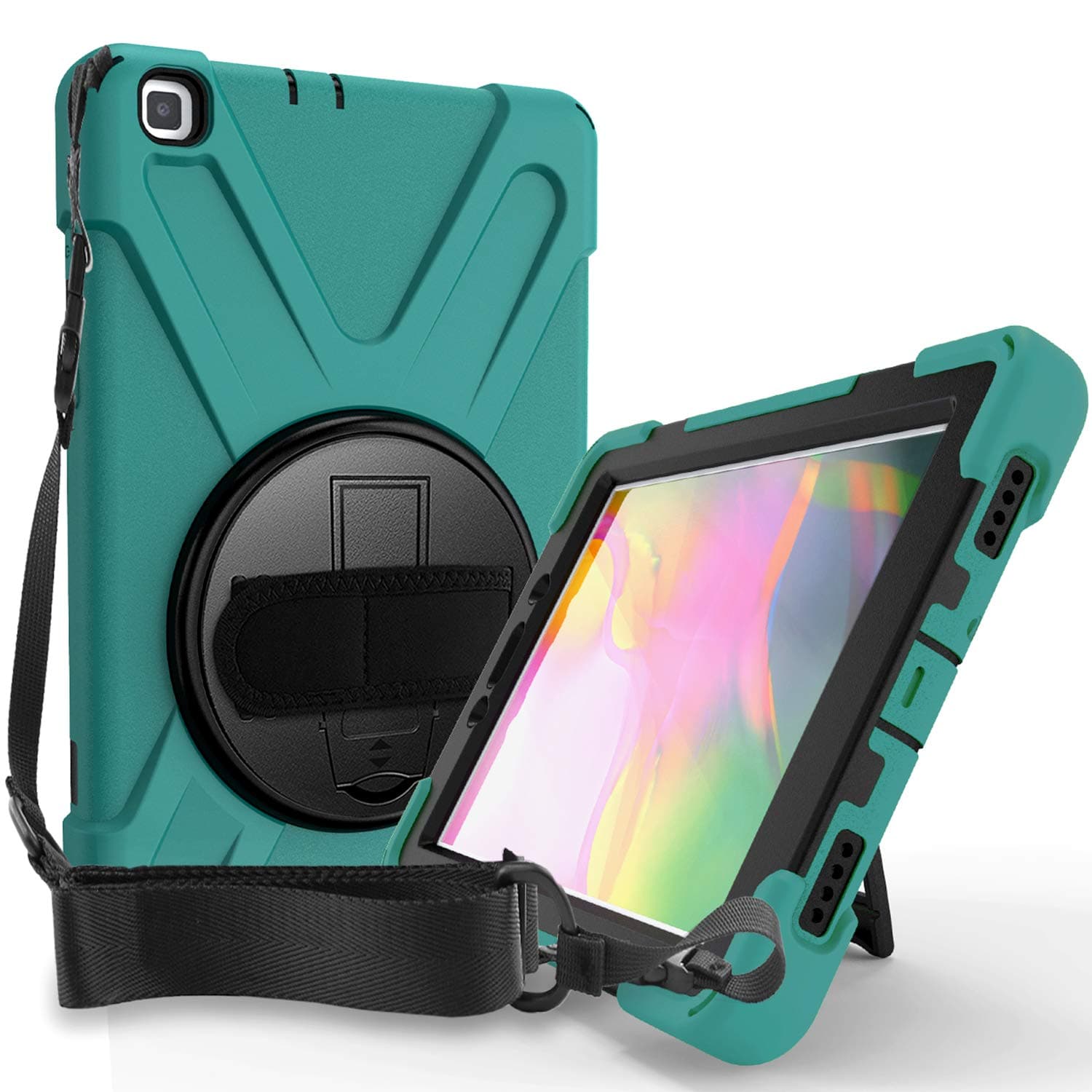 ProCase Galaxy Tab A 8.0 2019 Case T290 T295, Rugged Heavy Duty Shockproof Rotating Kickstand Protective Cover for Galaxy Tab A 8.0 Inch 2019 Without S Pen Model SM-T290 (Wi-Fi) SM-T295 (LTE) -Teal