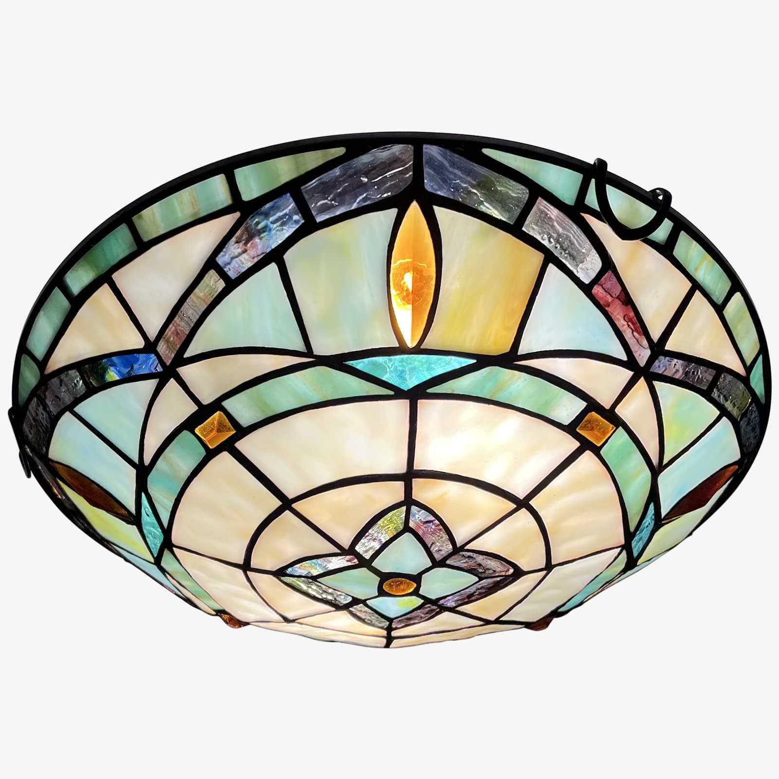 ARTZONE Tiffany Ceiling Lights, Stained Glass Ceiling Light 2-Lights 12 Inch Tiffany Flush Mount Ceiling Light for Bedroom Dining Living Room Entryway Foyer