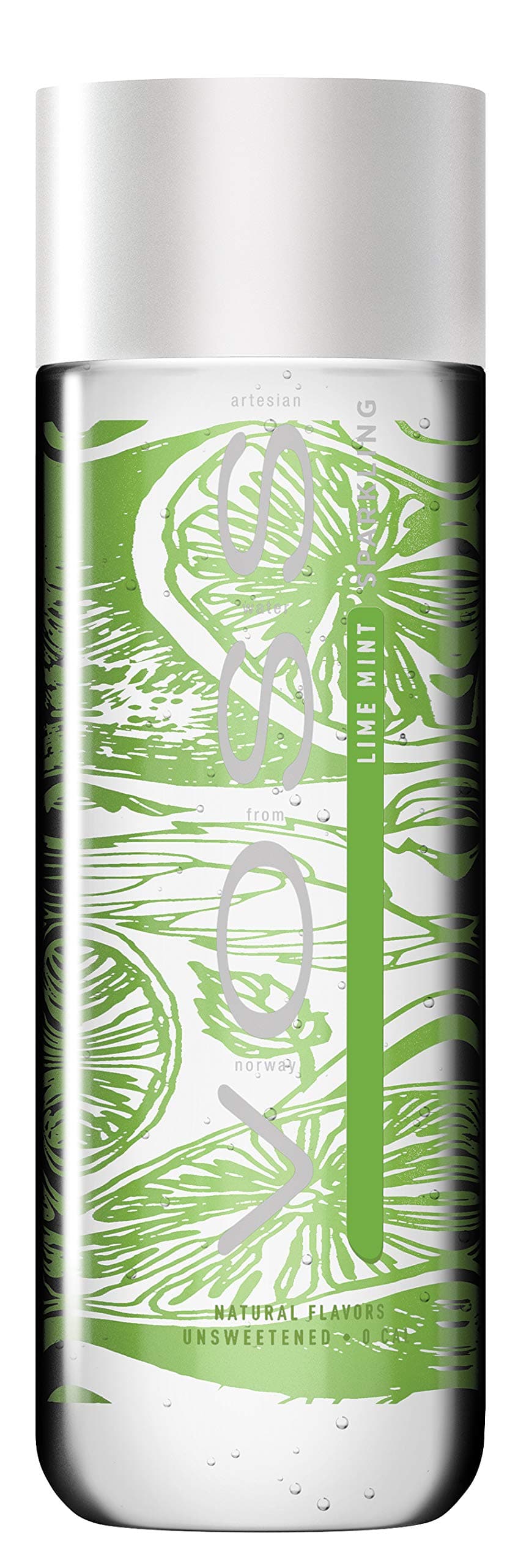 VOSS Water Flavored Sparkling Water, Lime Mint, 330 ml Plastic Bottles (12 Count), 133.8 Fl Oz