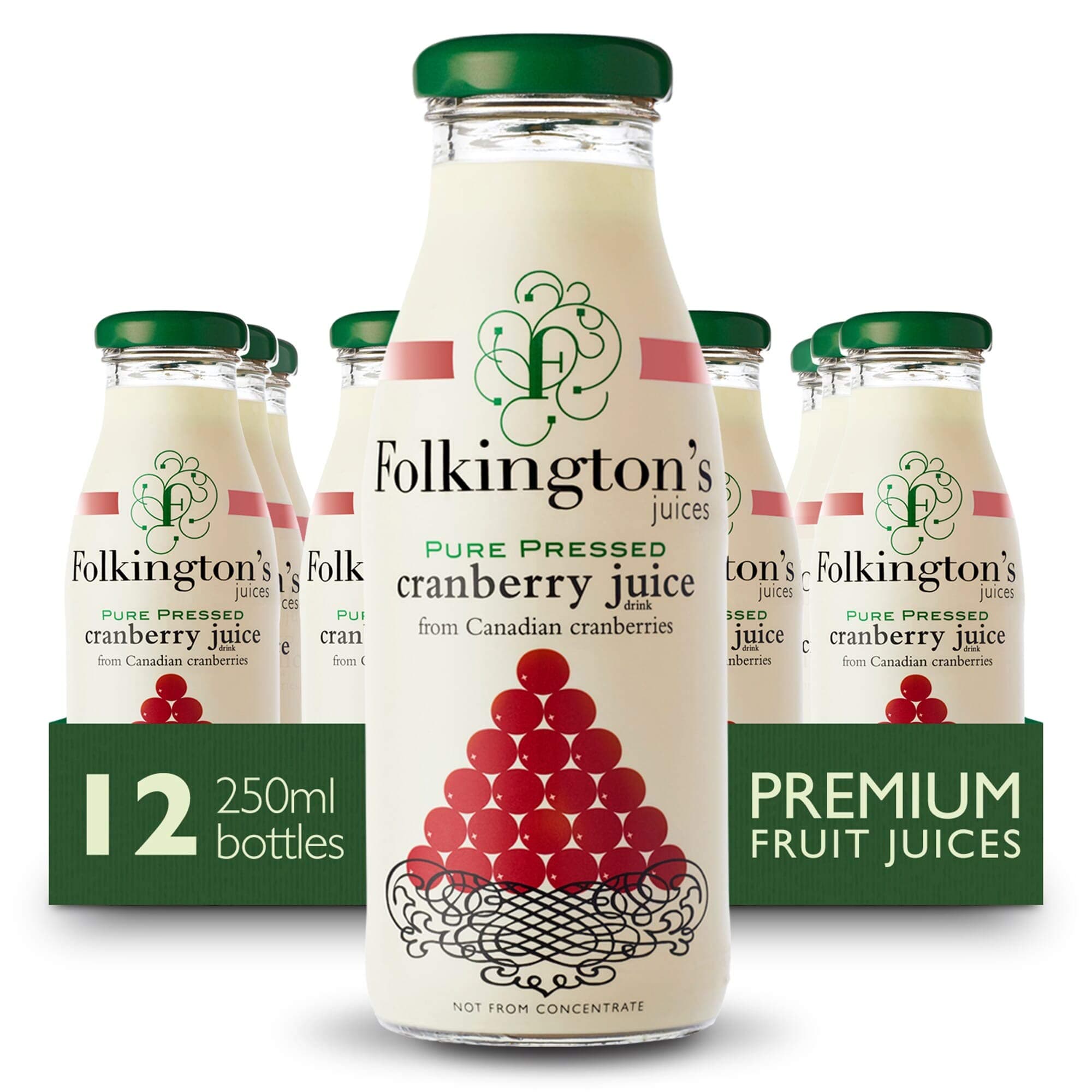Folkingtons Cranberry Juice - 12x250ml