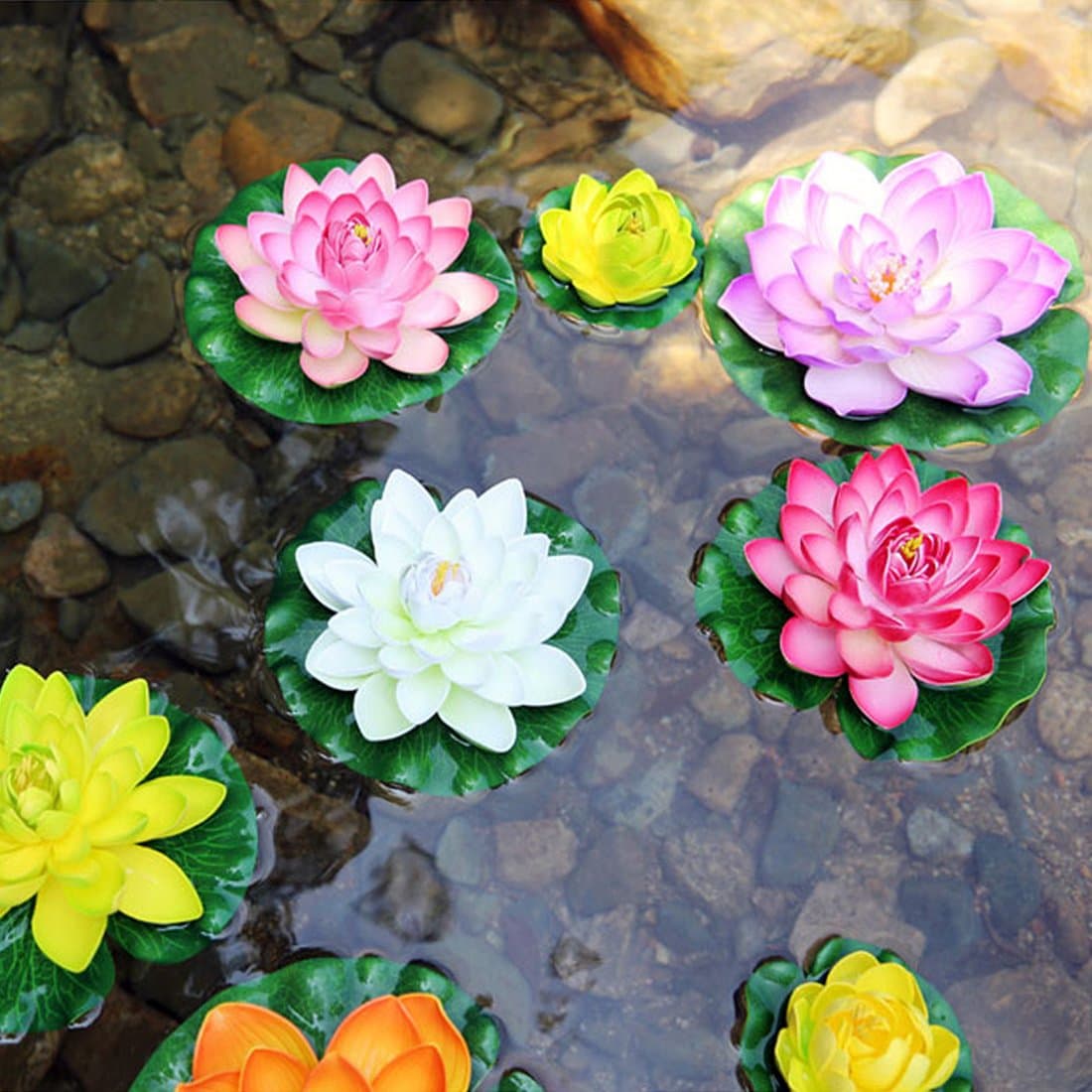 Artificial Floating Lotus Flower for Pond Decor 6 Pack of Water Lily
