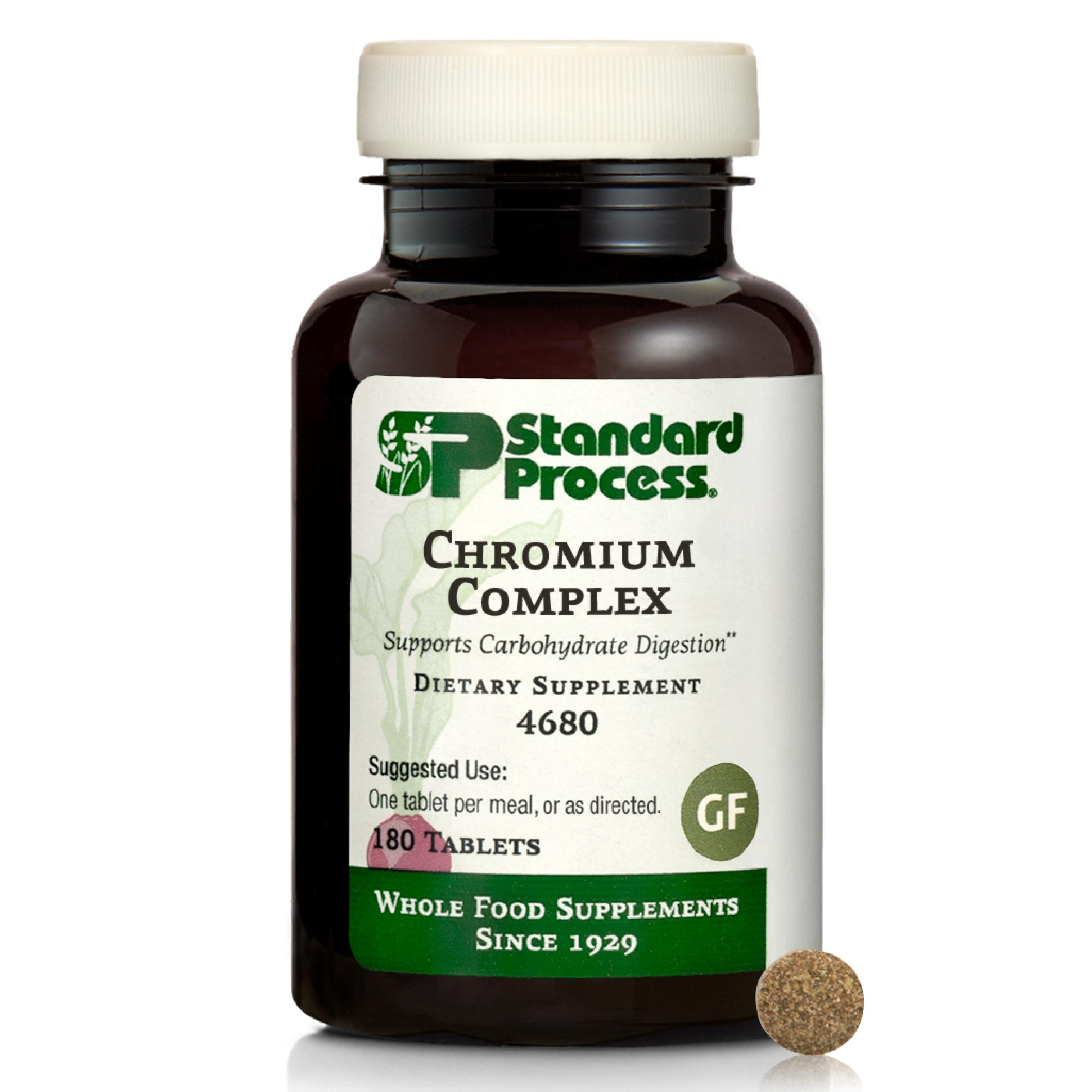 Standard Process Chromium Complex - Supplement for Digestive Health Support - Contains Niacin, Chromium & Vitamin A - Gluten-Free, Non-Dairy & Non-Soy - 180 Tablets (180 Servings)