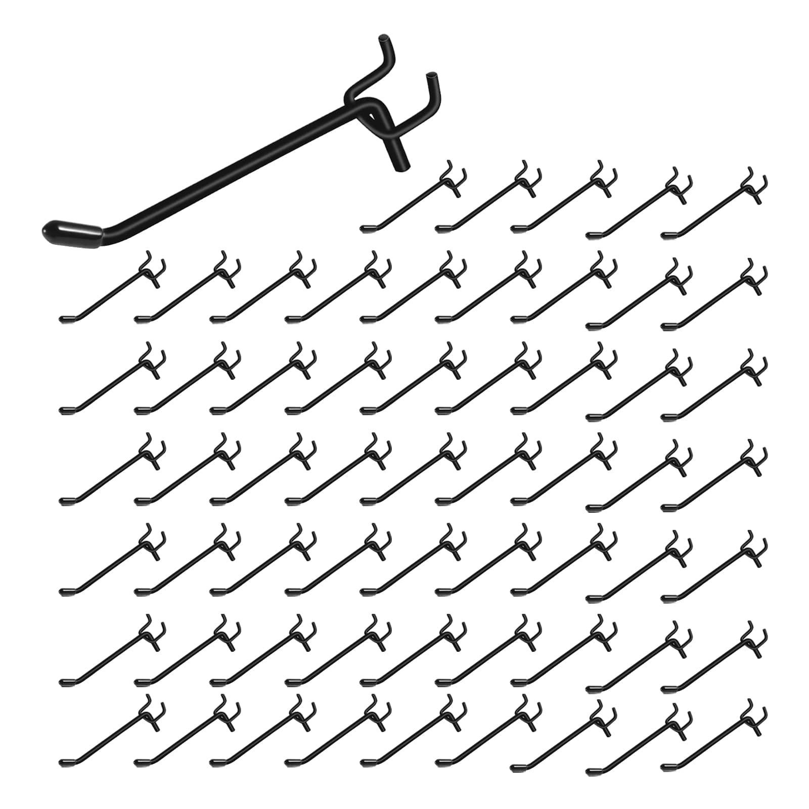 Dualshine 60 Pack Heavy Duty Pegboard Hooks, 4” Pegboard Garage Wall Hooks Black Metal Pegboard Hooks for 1/8 and 1/4 inch Spaced Pegboards, Utility Hooks for Wall Organizing in Garage,Kitchen,Store