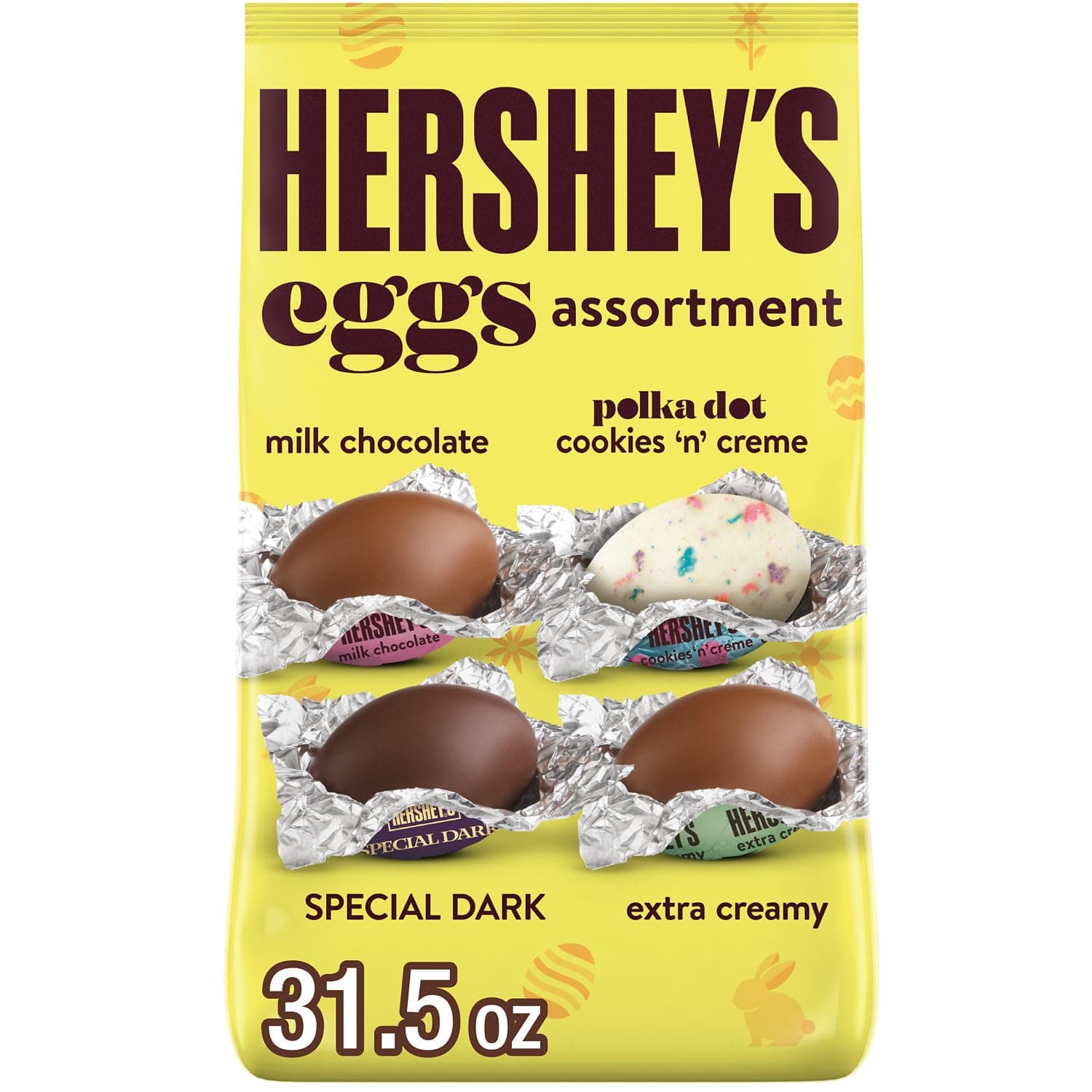 HERSHEY'S Assorted Flavored Eggs, Easter Candy Bag, 31.5 oz (158 Pieces)