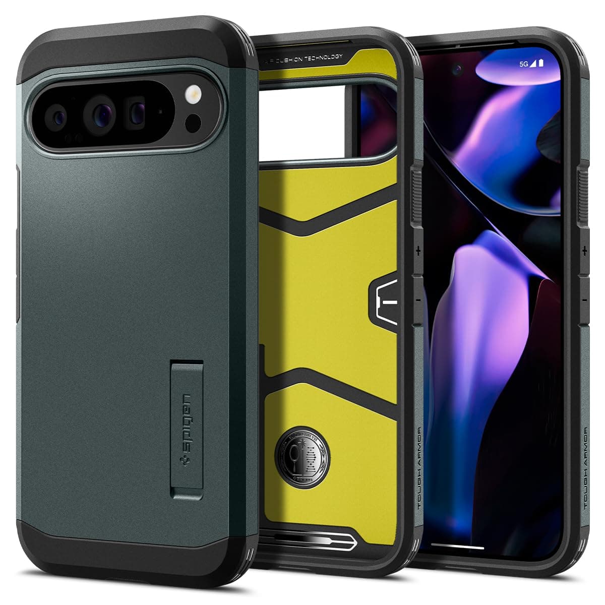 Spigen Tough Armor designed for Google Pixel 9 Pro XL case cover with Extreme Impact Foam - Abyss Green
