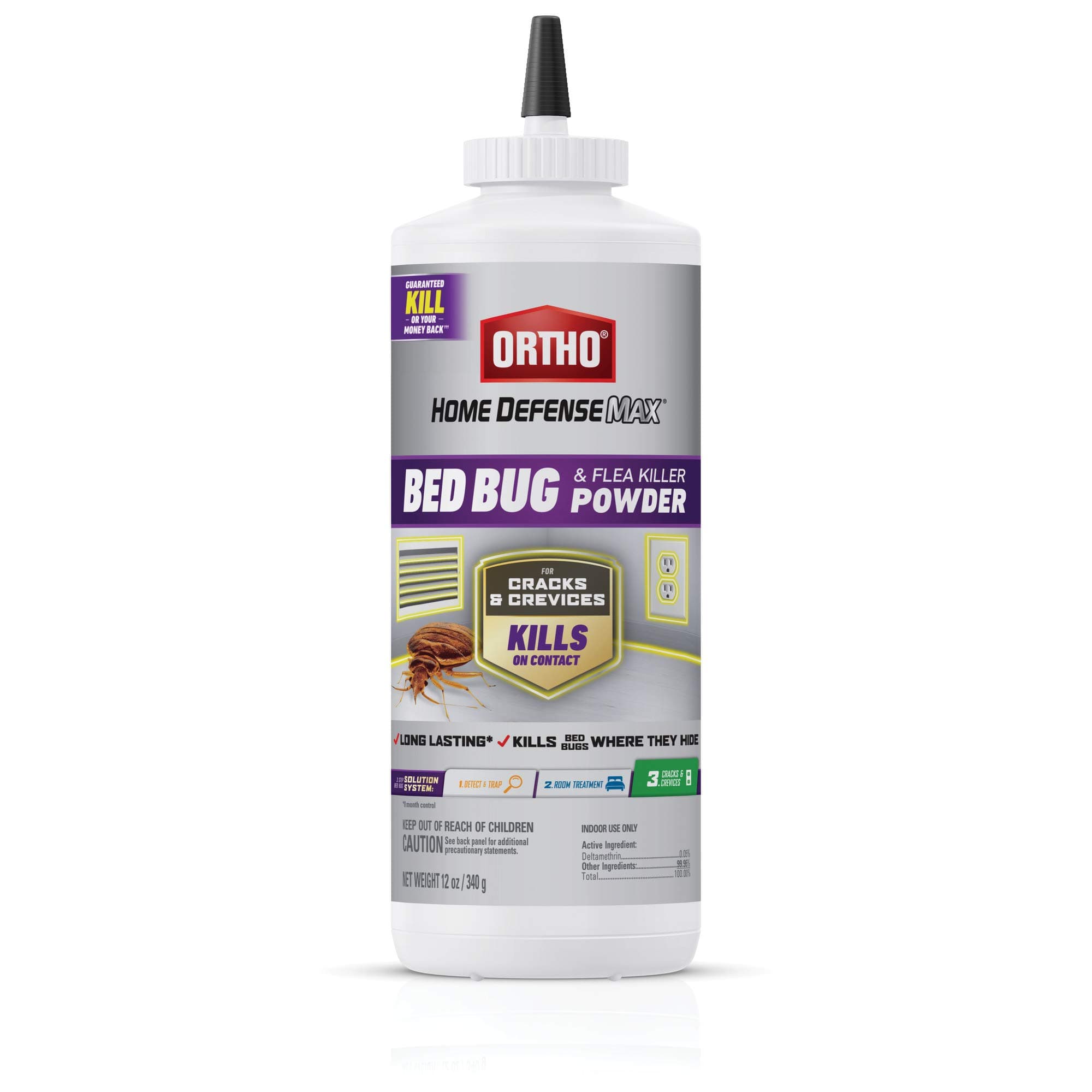 Home Defense Max Bed Bug & Flea Killer Powder - Bed Bug Killer, Apply to Cracks and Crevices for up to 8 Months of Control, 12 oz.