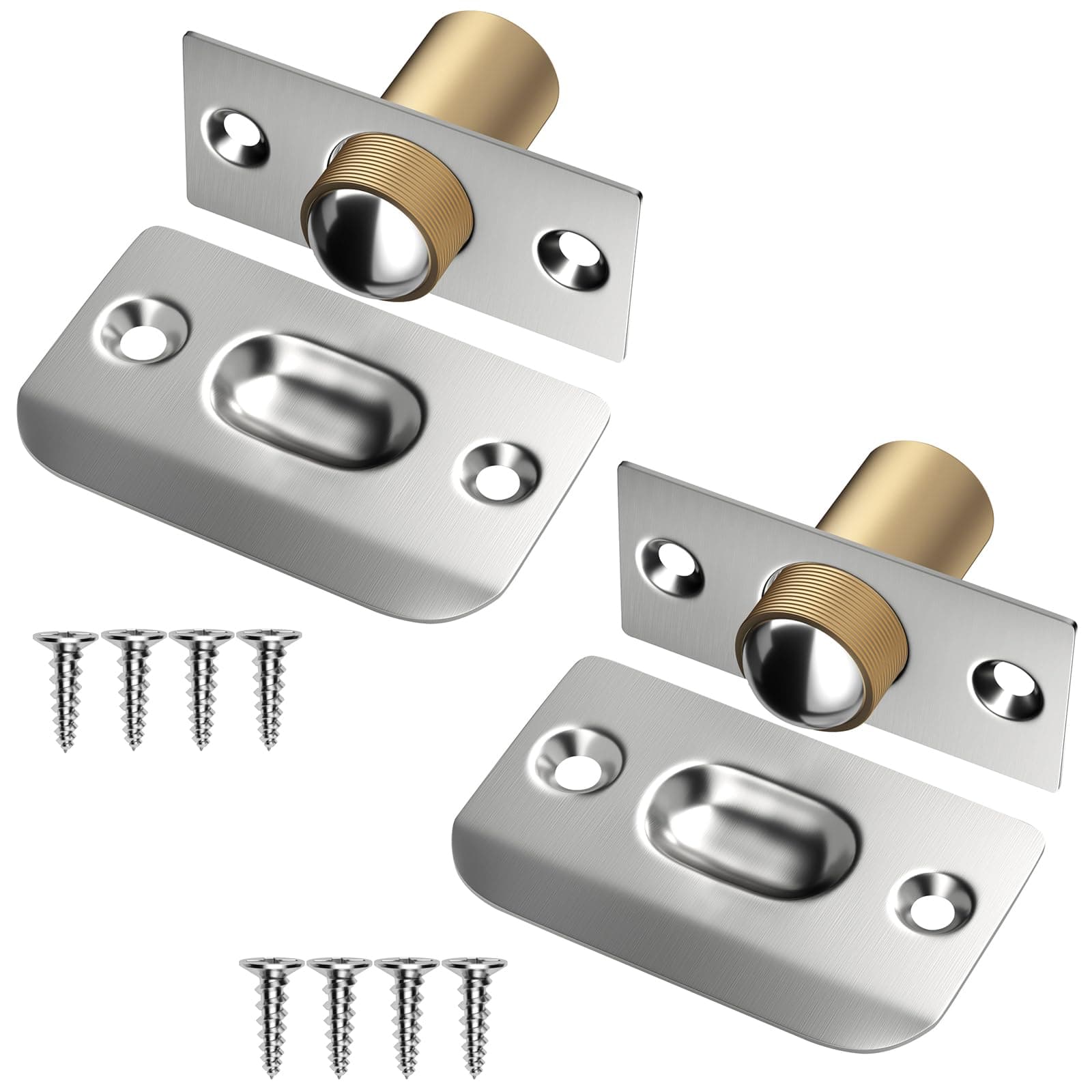 Jiayi Ball Door Catches for Internal Doors 2 Pack Roller Ball Door Catches Adjustable Door Ball Latches Spring Ball Bearing Door Catch Door Hardware for Cupboard Closet Top of Door