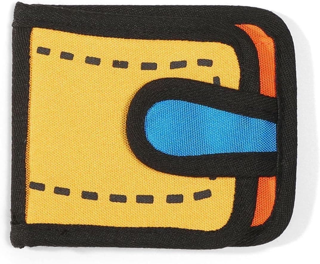 Funny 2D Cartoon Wallet Creative Cute Wallet 3D Style 2D Drawing Cartoon Wallet for Women Men (Yellow)