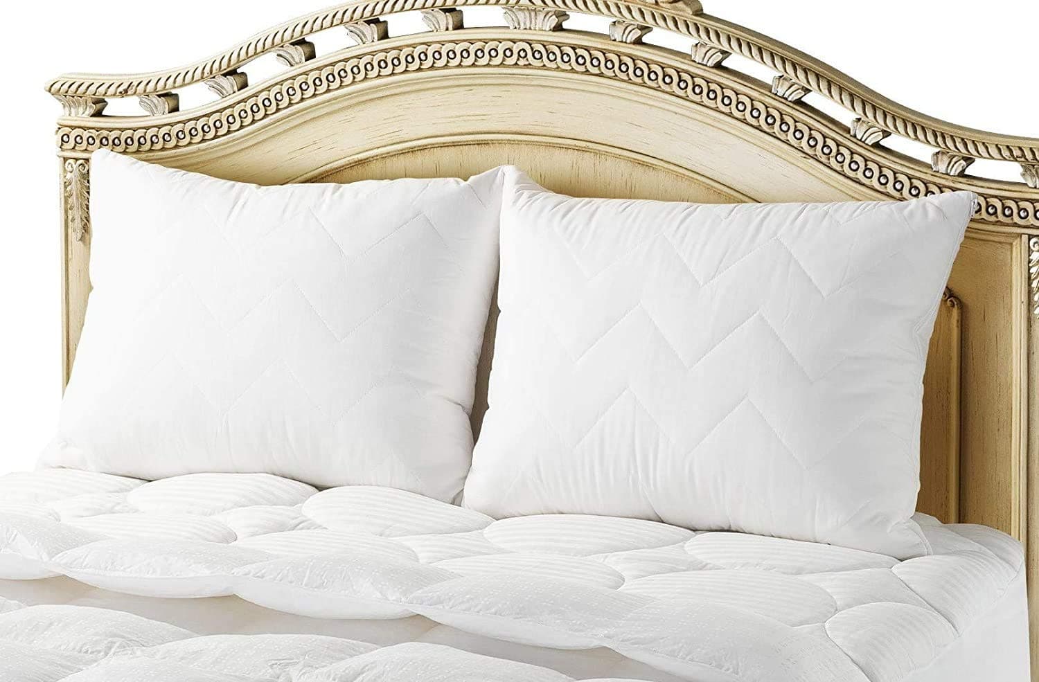 Waterguard Waterproof Pillow Protectors Bed Bug Control - Zippered Quilted Style Pillow Covers 2 Pack - King Size (20x36) 100% Cotton Top Pillow Encasement- Set of 2