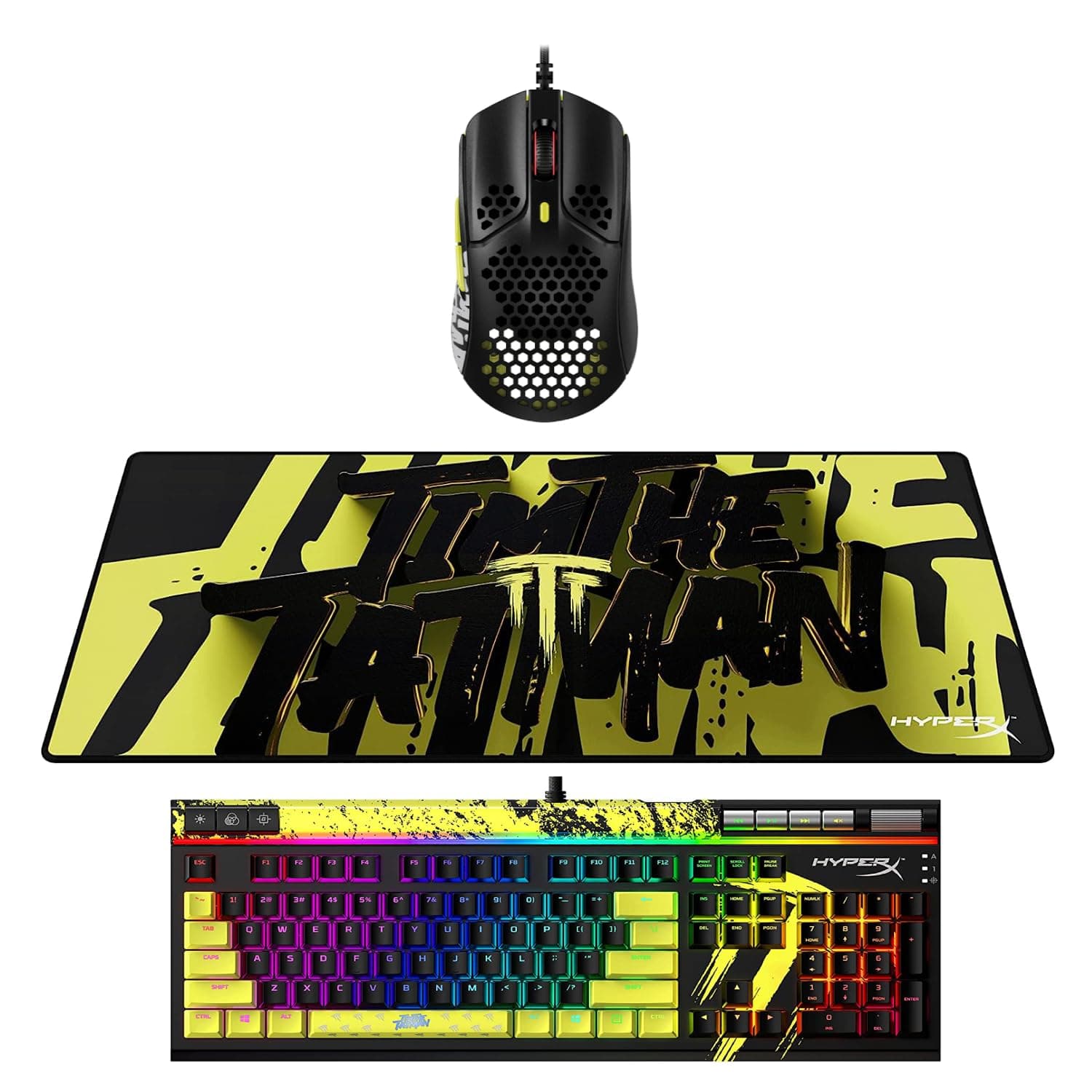 HyperX Alloy Elite 2 Mechanical Gaming Keyboard with Pulsefire Haste Mouse and Mouse Pad - TimTheTatMan Edition - for PC, PS5, and Xbox, Dual Chamber Drivers, RGB Backlit, Linear Red Switch