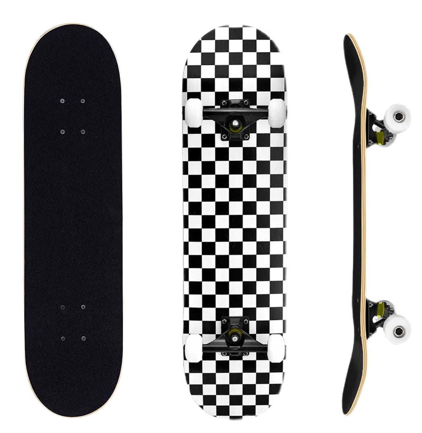 Complete Skateboard for Beginners,31 x 8 Inch Double Kick Skateboard for Kids Teenagers & Adults. with Skate T-Tool.