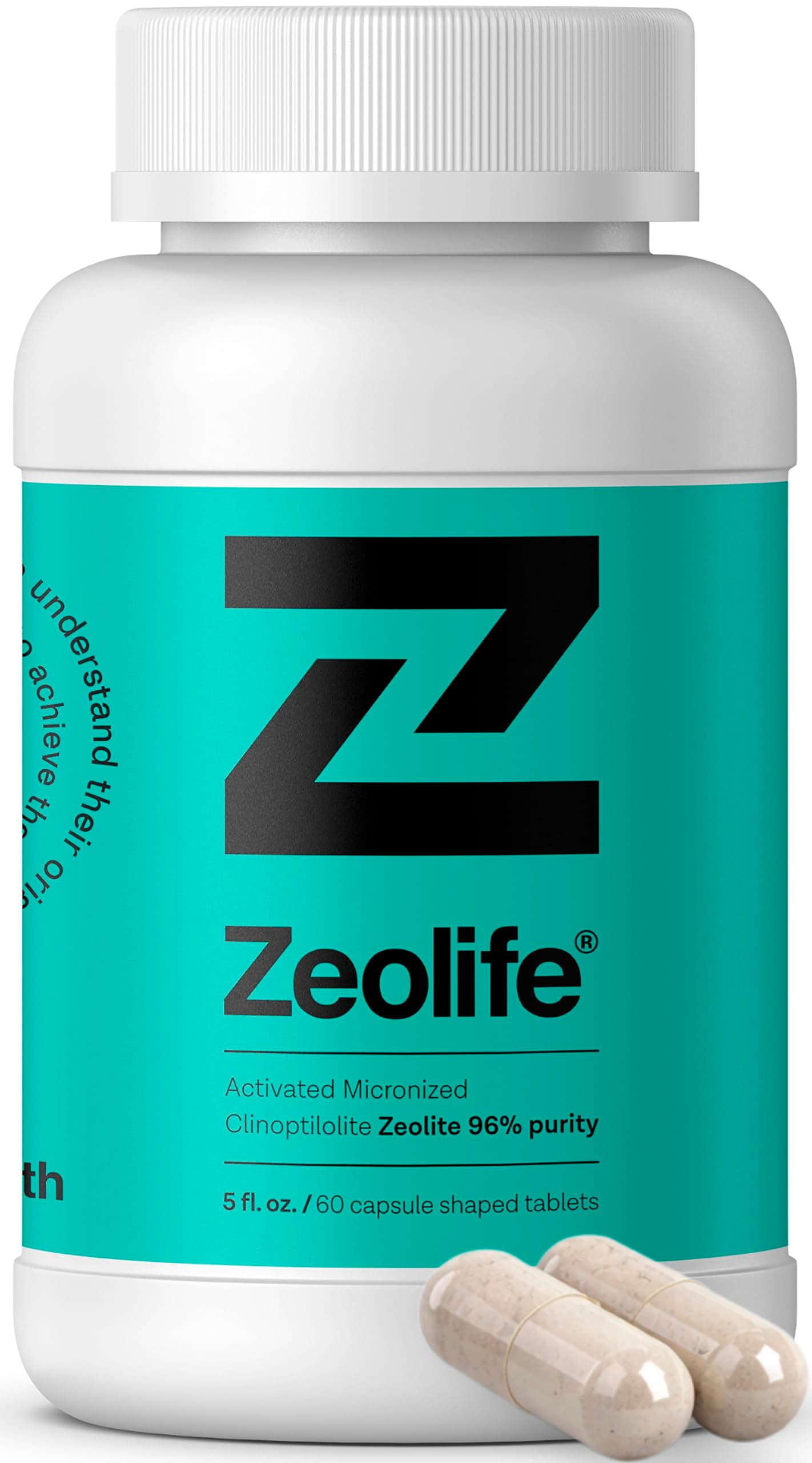 Clinoptilolite Zeolite Capsules 96 Percent Purity 0.04 oz Per Capsule Micronized Mineral Supplement 60 Count 30 Servings for Adult Daily Routine