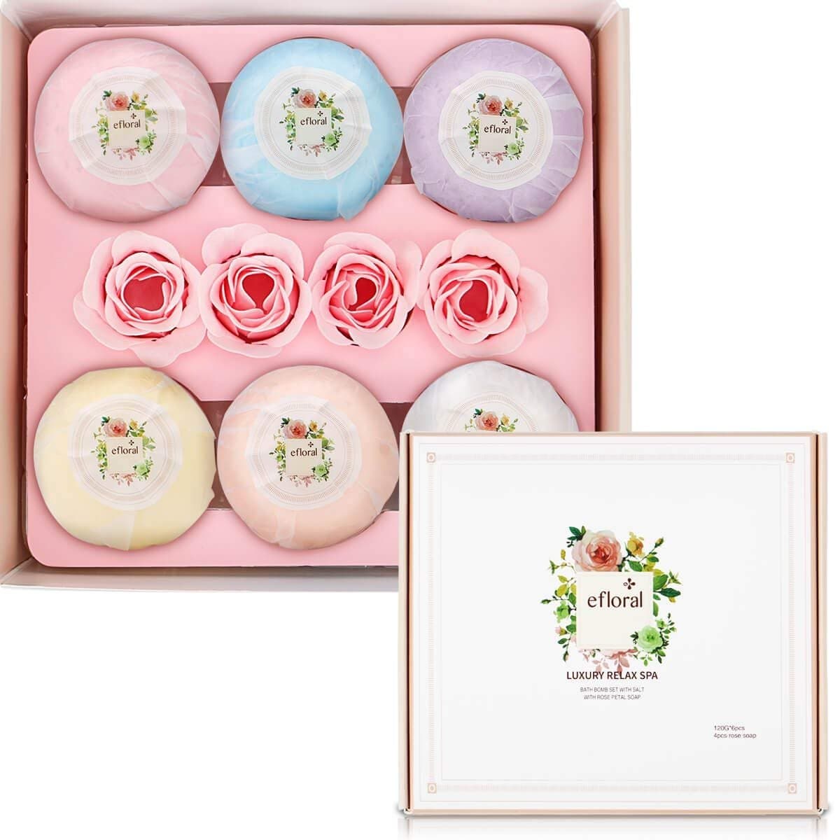 Bath Bombs Gift Set Natural Bath Supplies 6 Pcs Bath Set For Women Fragrance Organic Bath Gift Set 4.2 Oz