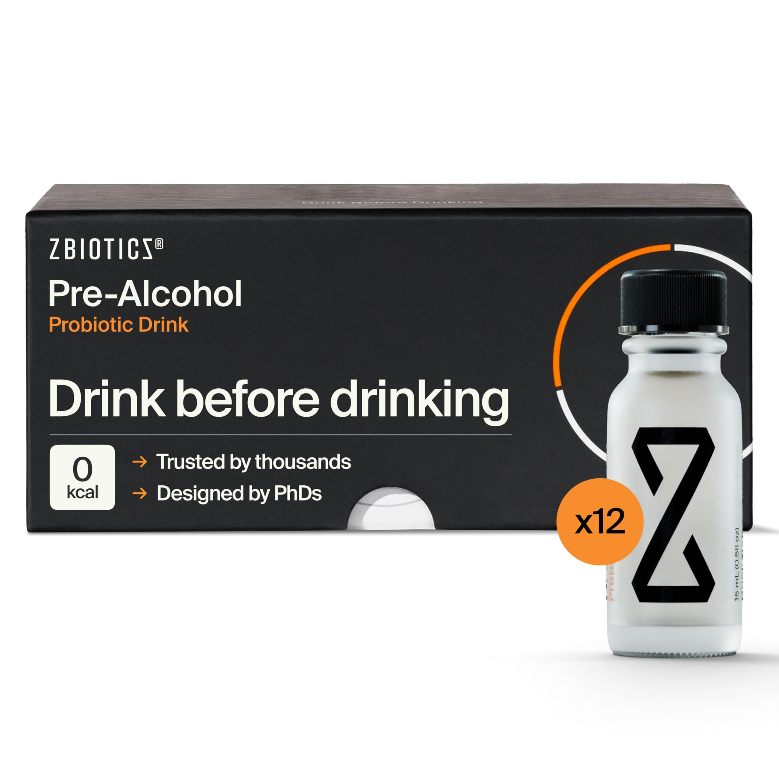 ZBiotics — Feel Better After Drinking, Wake Up Refreshed, Science-Backed, Patented Probiotic for Easier Mornings, Travel-Friendly, 12-Pack of 0.47 Fl Oz Bottles