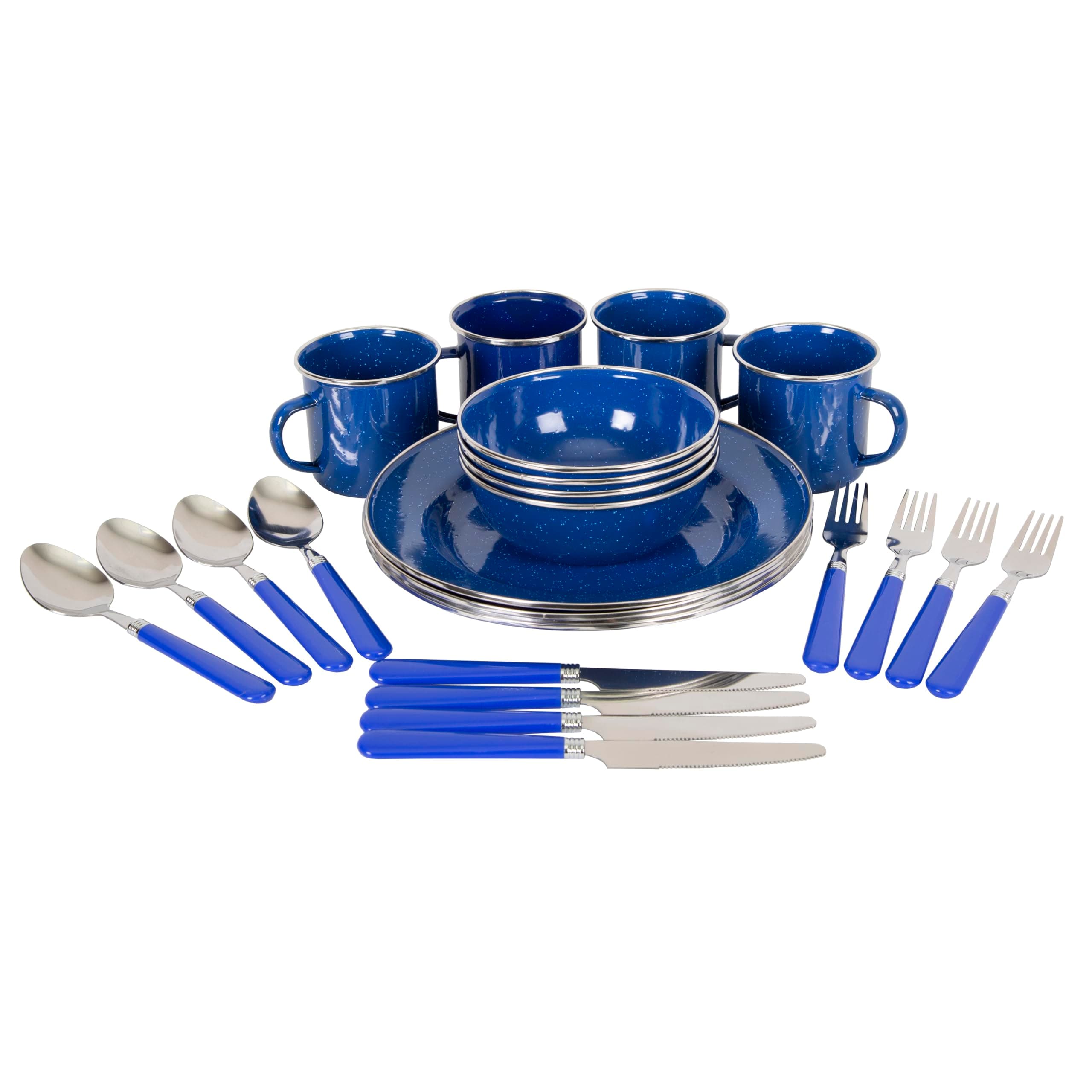24-Piece Enamel Camping Tableware Set