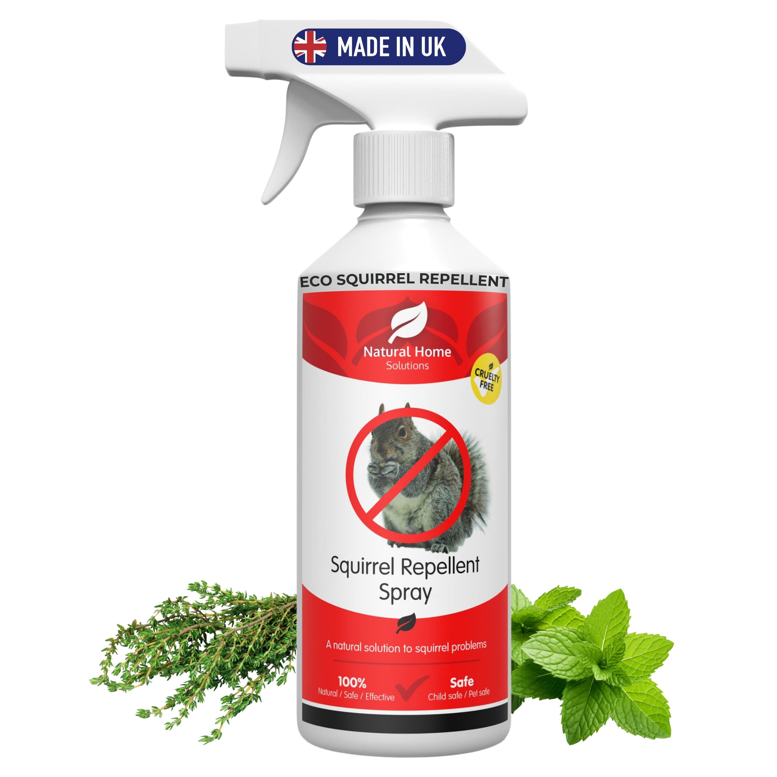 Squirrel Rodent Repellent Spray 1L Eco Safe Stop Squirrels Digging In The Garden Getting Up Bird Feeders Peppermint Clove Thyme Essential Oils