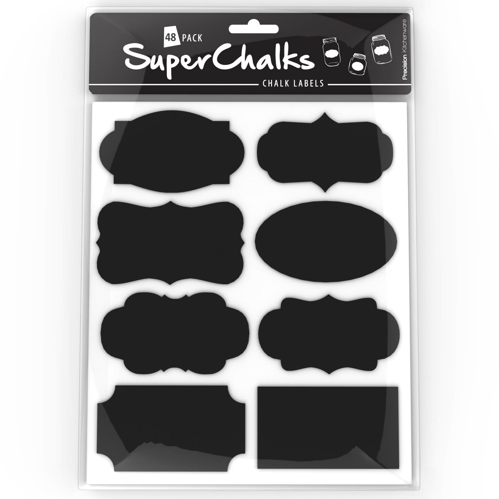 SuperChalks Decorative Chalkboard Labels - Perfect for Jars and Containers - Pack of 48