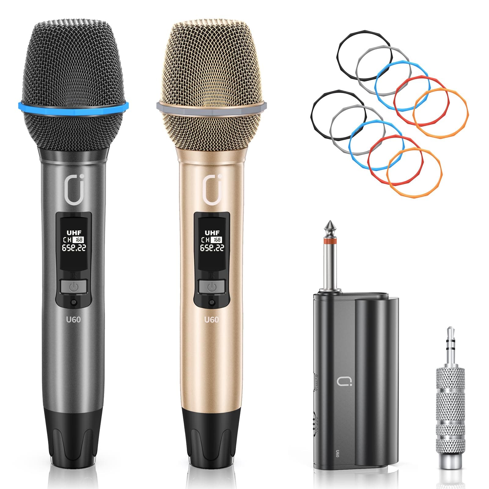 JYX Wireless Microphones for Karaoke: Dual Professional Karaoke Microphone for Singing, Rechargeable Dynamic UHF Mic System with Receiver for Church, Party, Meeting, Speech, PA System, Plug and Play