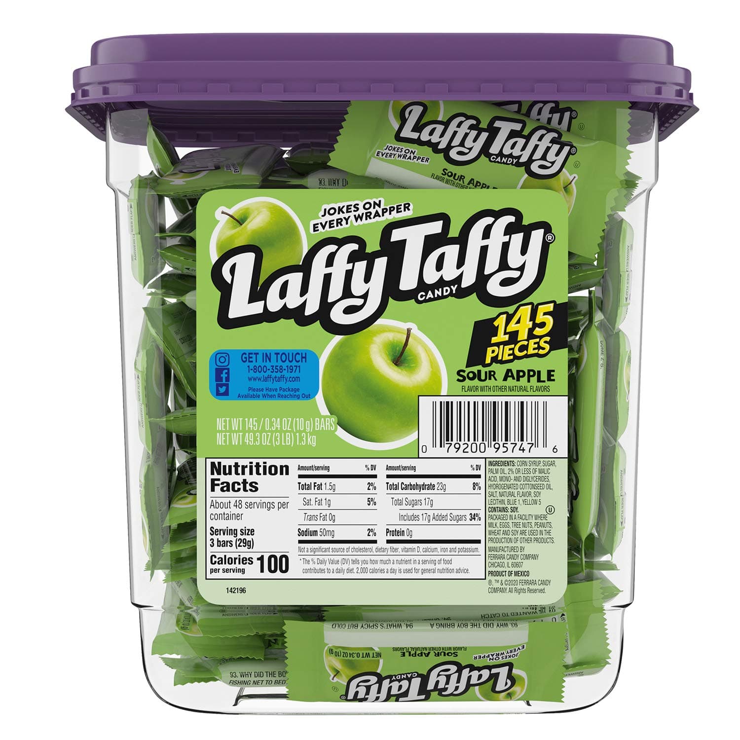 Candy, Sour Apple Flavor, 145 Pieces