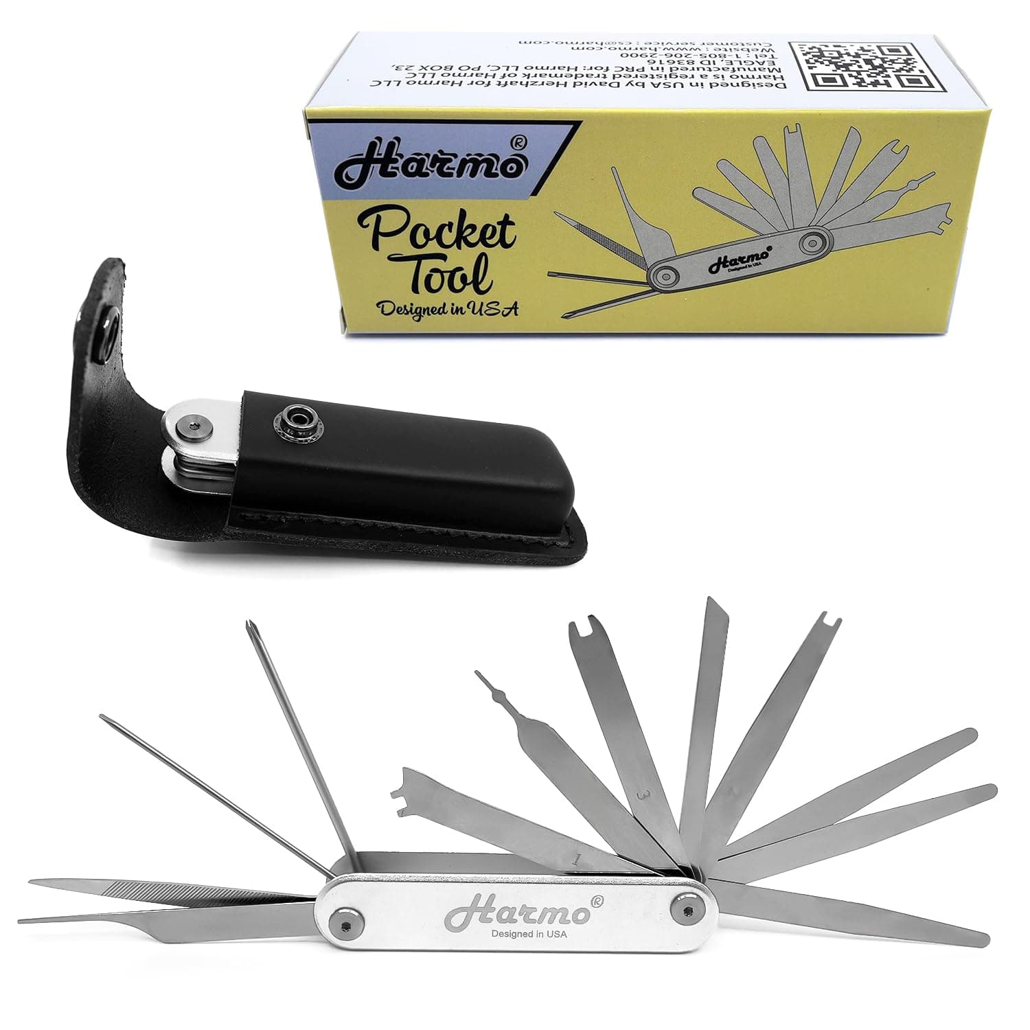 Harmonica 12 in 1 Repair Tool Kit by Harmo - 4 1/2 X 7/8 X 5/8 Inch Pocket Tool Set for HarmonicaService & Maintenance, Suited for All Brands - Hohner, Suzuki, Lee Oskar, Seydel - Designed in the USA