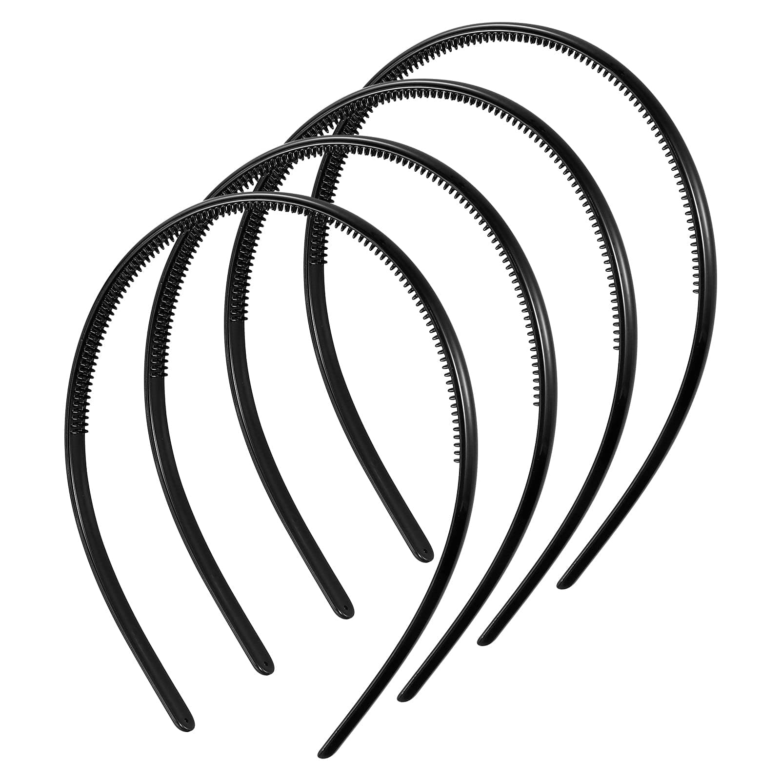 4 PCS Head Bands for Men, Plastic Plain Sport Headbands Elastic Comb Non-slip Hair Band, DIY Hair Hoop Gripper Teeth Hairbandfor Men and Women