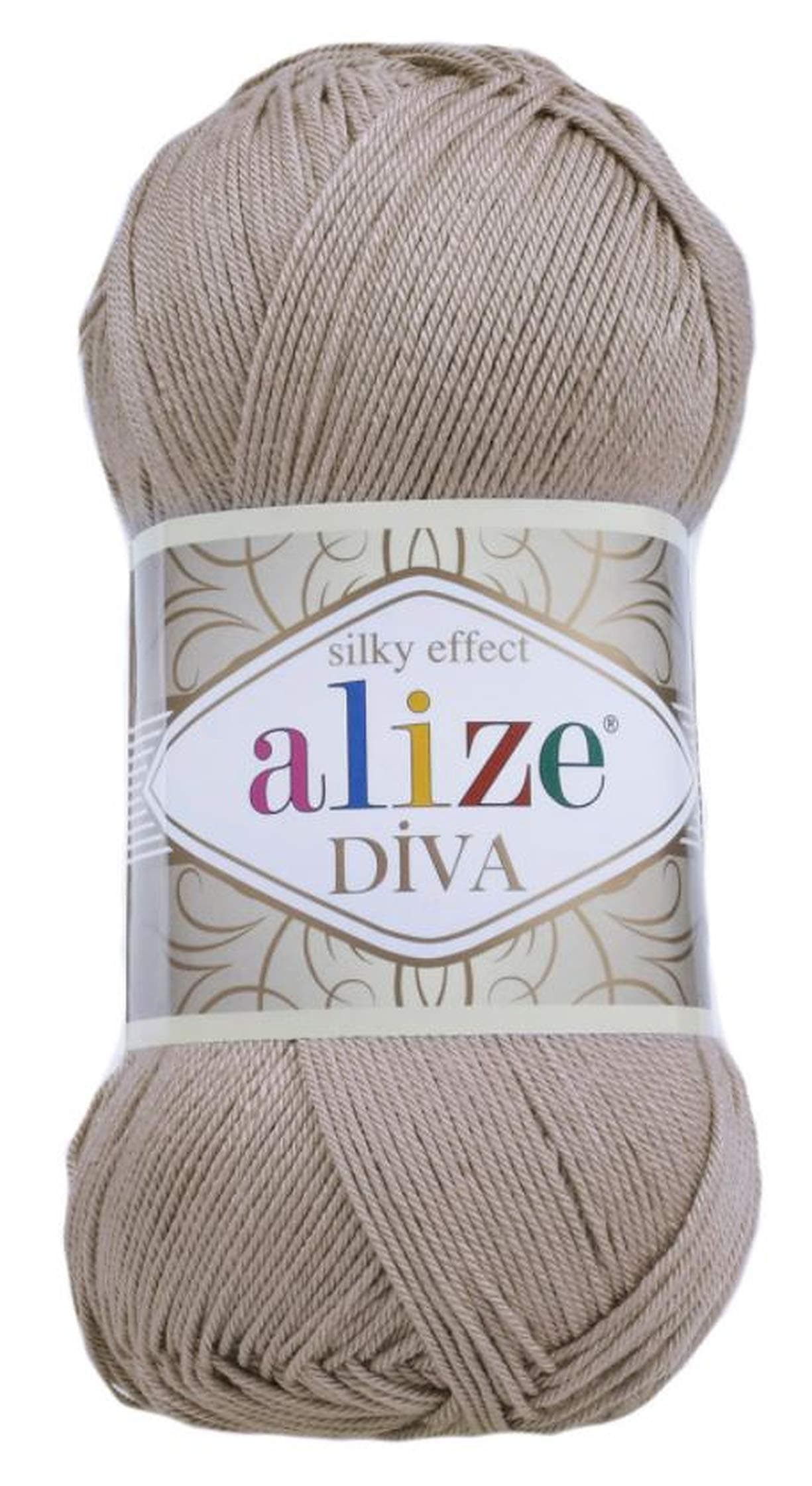 Diva Silk Effect 100% Microfiber Acrylic Yarn 1 Ball skeins 100gr 383yds Color (167 - Beige)