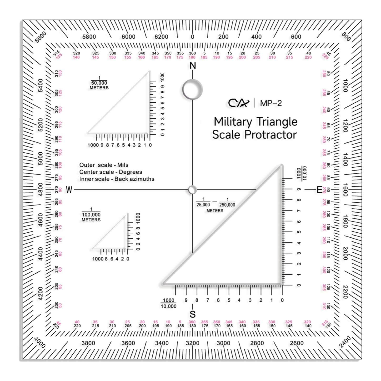 CYA Military Map Protractor Coordinate Scale Map for Land Navigation, Military Style UTM/MGRS Coordinate Scale