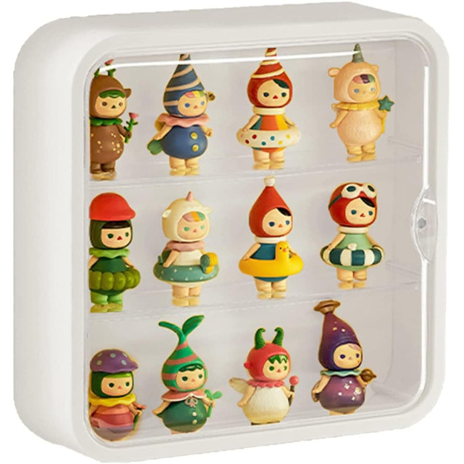 – Clear Display Case for Figures, Wall Mounted Figurine Storage Box, Clear Acrylic Display Box with Door, 3 Tier Dust Proof Figurine Storage Box for Lego, Collectibles, Figurine Storage, White