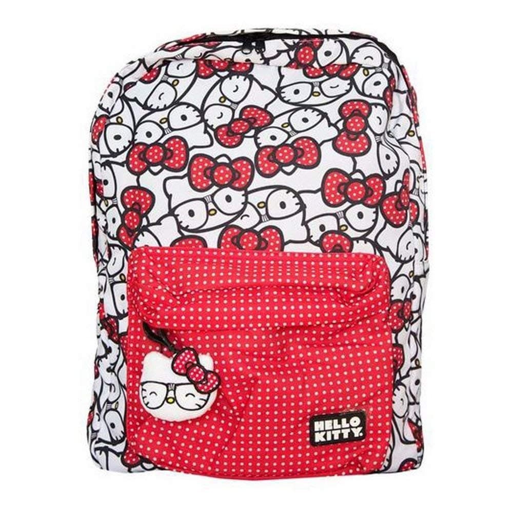 Loungefly x Hello Kitty Nerd Polka Dot Backpack (White/Red Polka Dot, One Size)