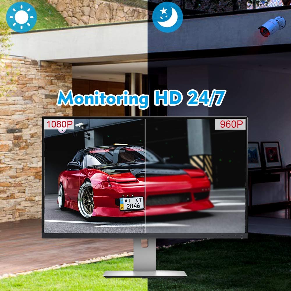 YESKAMO CCTV Camera Security Systems 1080P HD Wireless 6pcs IP Cameras Auto Pair NVR Recorder with Motion Activated Mobile App Remote View for Outdoor Home Surveillance Kit with 2TB Hard Drive