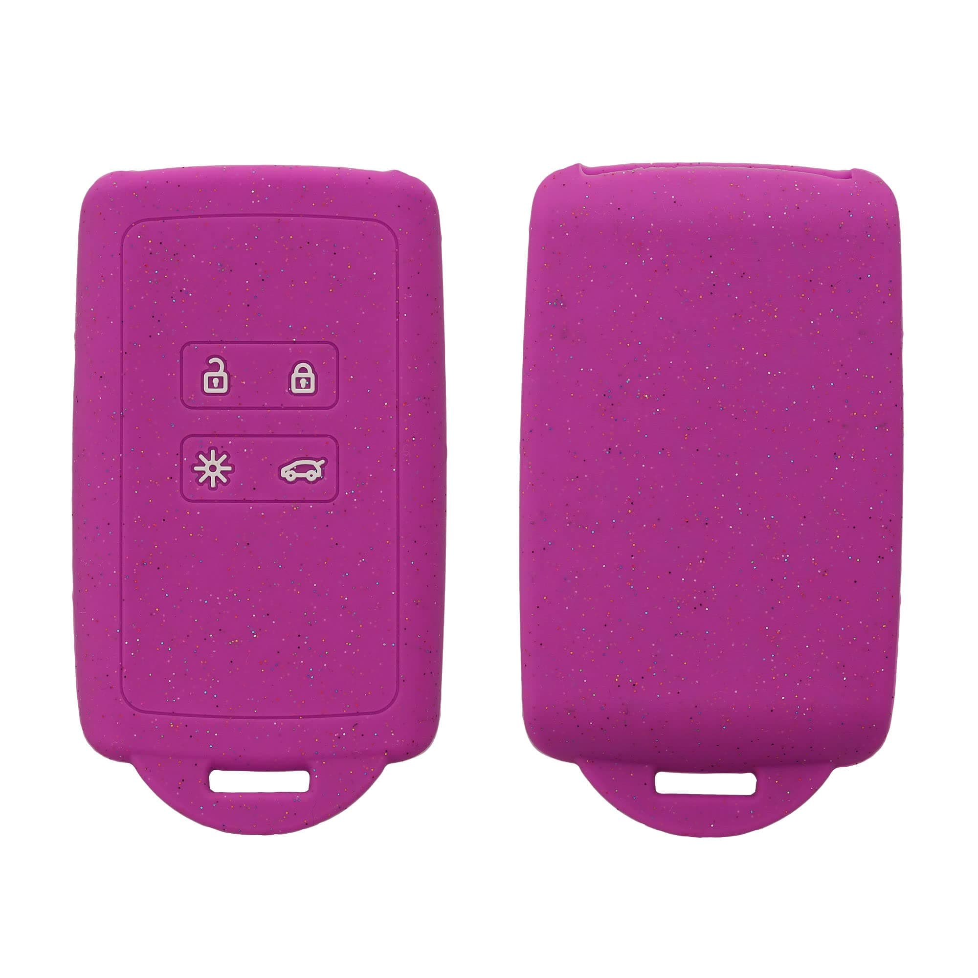 kwmobile Key Cover Compatible with Renault 4 Button Car Key Smart Key (only Keyless Go) Key Cover - Silicone Glitter Fob Case - Dark Pink