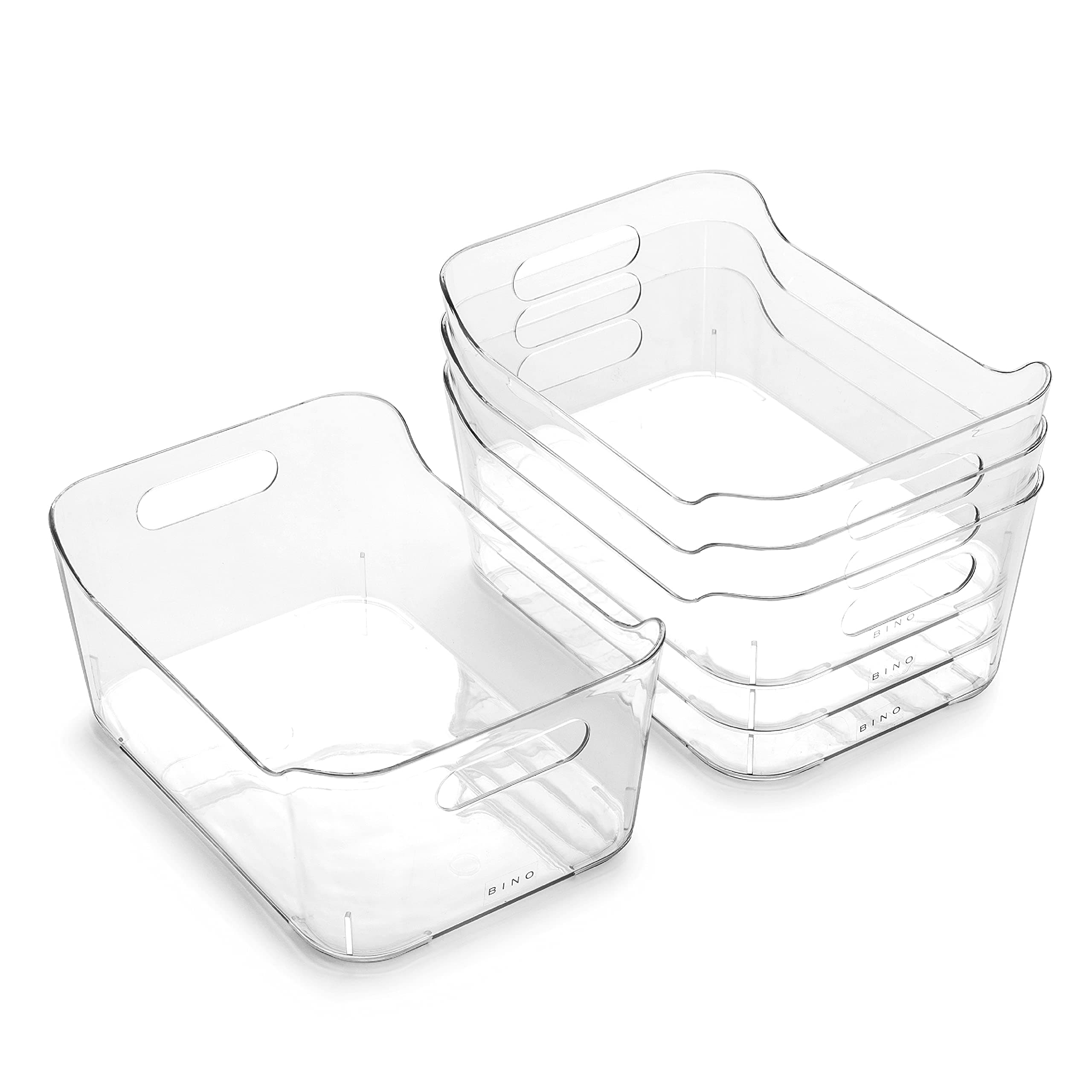 BINO | Plastic Organizer Bins, Small - 4 Pack | The SOHO Collection | Multi-Use Plastic Bin | Pantry & Freezer Organizer Bin | Storage Containers | Bins for Home & Kitchen Org