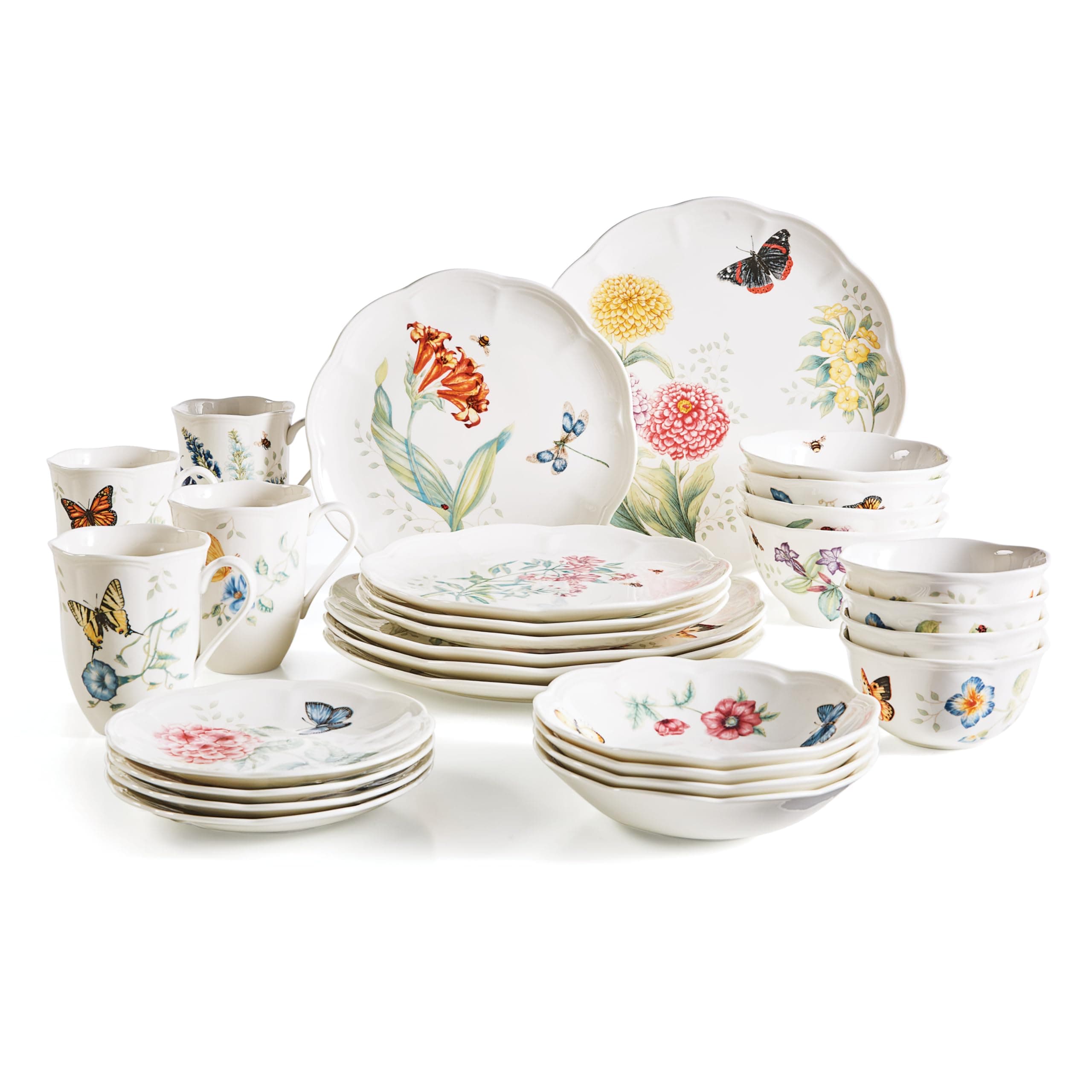 865075 Butterfly Meadow 28-Piece Dinnerware Set Multicolor