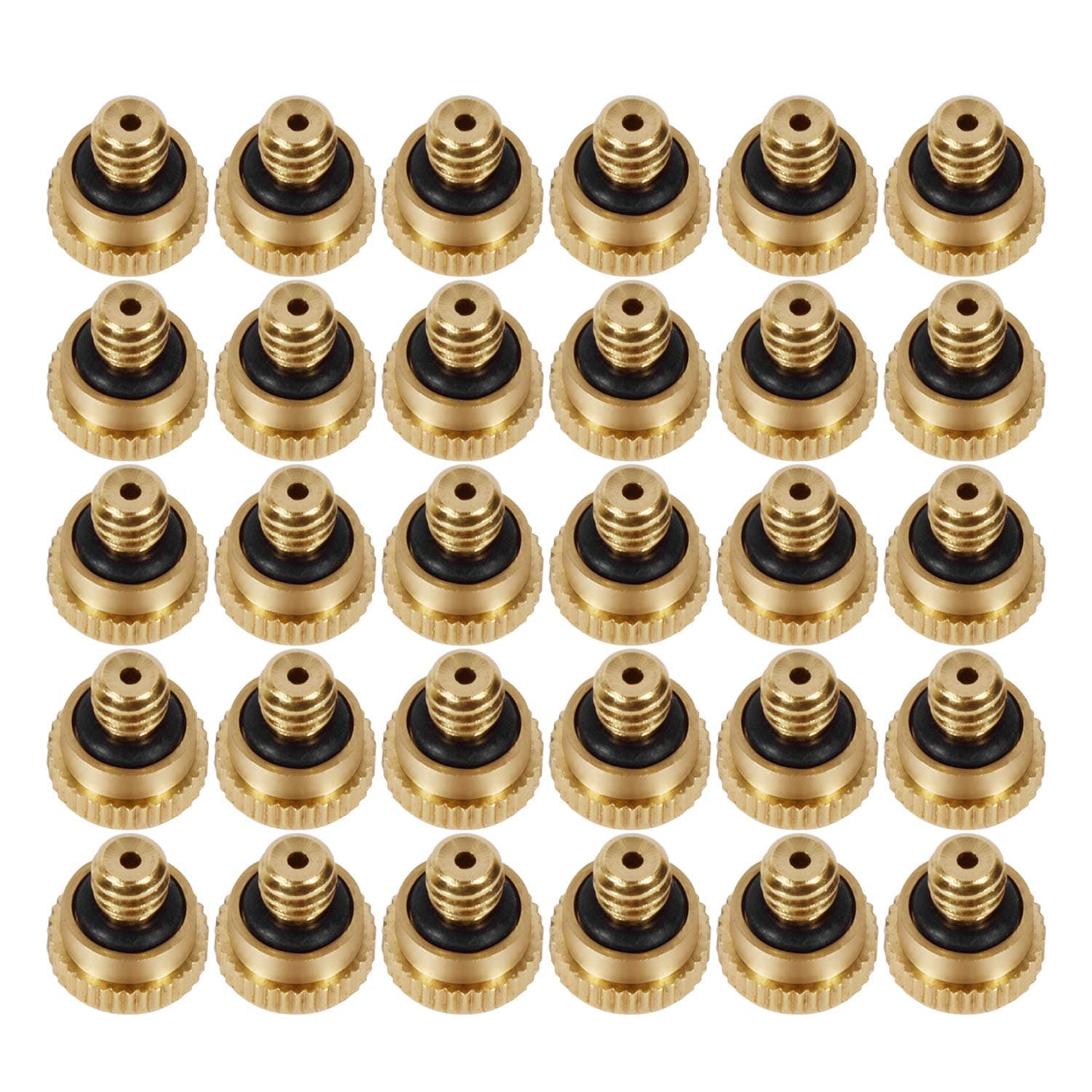 KUWAN 0.016" Orifice (0.4mm) Thread UNC 10/24 Brass Misting Nozzles Low Pressure Atomizing Misting Sprayer Water Hose Nozzle for Greenhouse, Landscaping, Outdoor Cooling Mister System (30PCS)