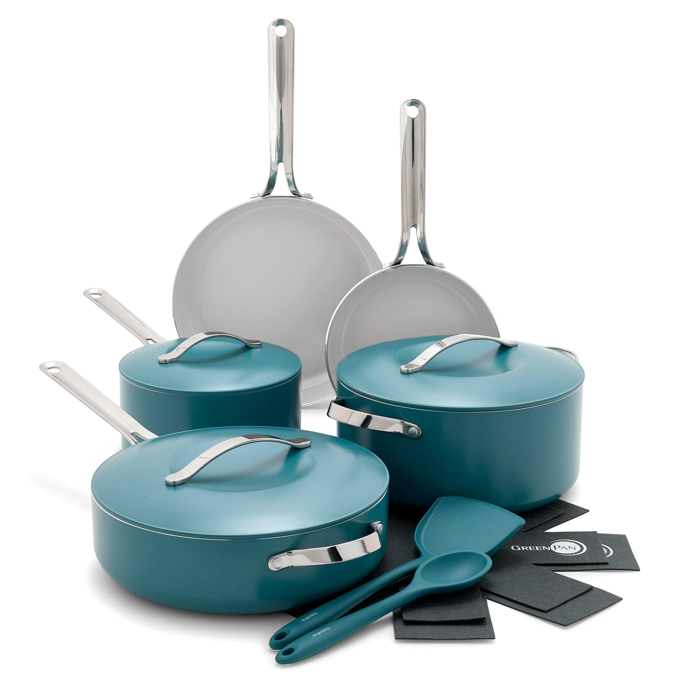 Nova 10-Piece Cookware Pots & Pans Set, Oprah’s Favorite Things 2024, PFAS-Free Ceramic Nonstick, Fry, Sauté, Stockpot, Utensils, Lids, Induction Suitable, Dishwasher & Oven Safe, Deep Teal