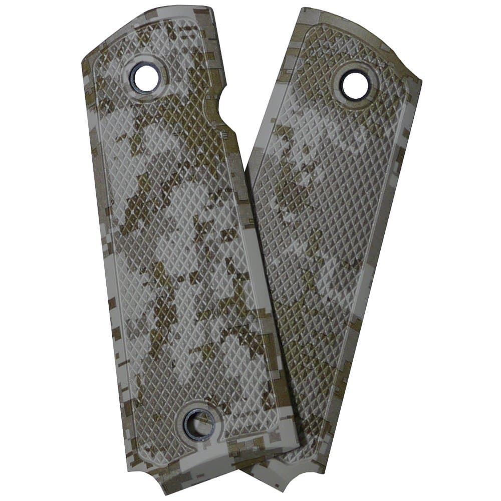 AlumaGrips 1911 Full Size Light Weight Desert Digital Complete Coverage Checkering Ambi Grip