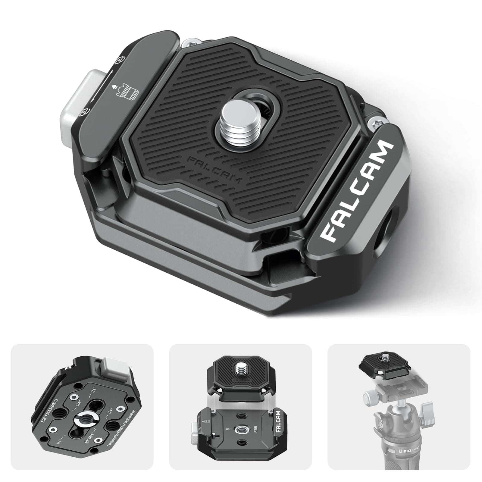 F38 Multi-Hole Camera Quick Release Plate Kit, w 1/4" to 3/8" Screw Thread, Quick Release System QR Plate Camera Tripod Mount Adapter for Sony Canon Monopod DSLR Stabilizer Slider DJI