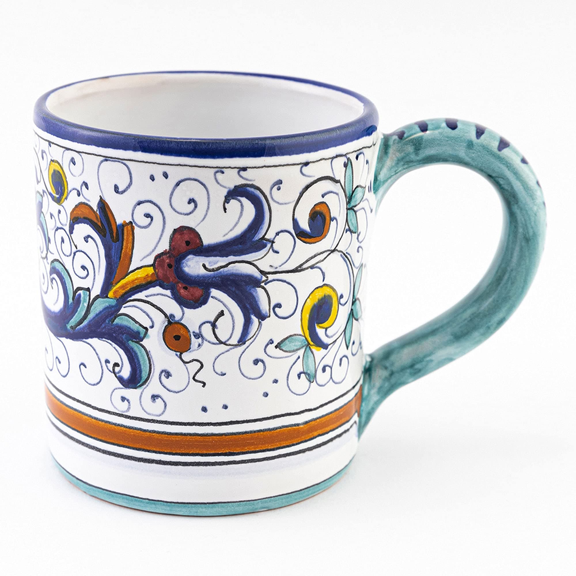 Fima Italian Ceramic Mug Ricco Deruta Blu - Hand Made Pottery Coffee Mugs, Deruta Italian Pottery, Painted Mug, Italian Ceramic, Made in Italy, Painted Coffee Mug, Mugs Handmade