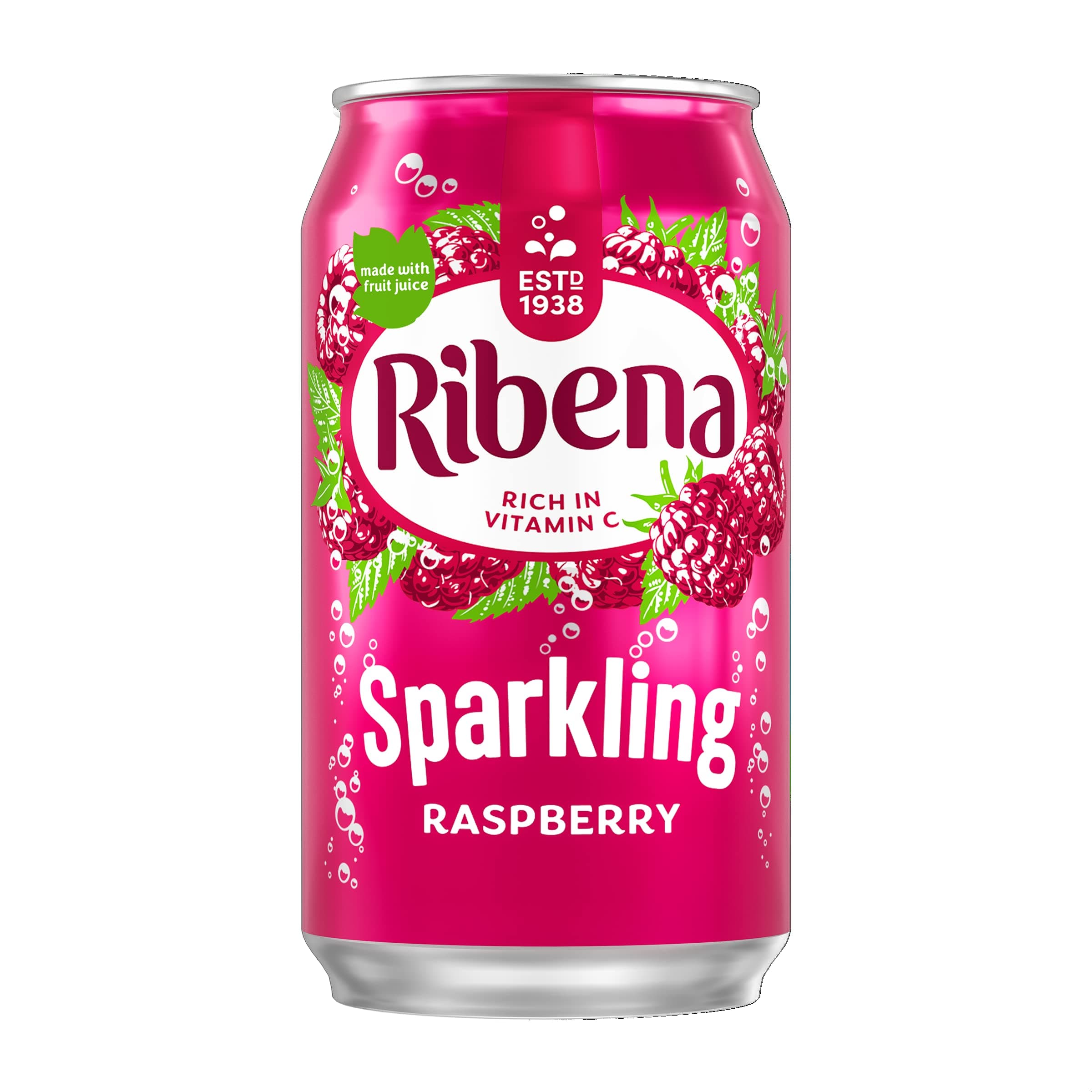 Ribena Sparkling Raspberry Multipack - 24x330ml cans | Real Fruit | Rich in Vitamin C | No Artificial Colours or Flavours | Carbonated | Bursting with Flavour