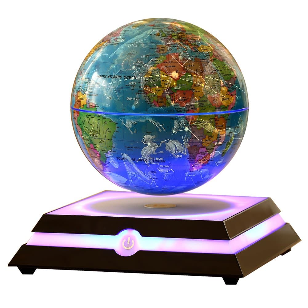 KABADDI Magnetic Floating Rotating Globe Anti-Gravity Levitating Globe World Map with Star Constellation & Zodiac Display for Home Office Desk Decor, Birthday Gift(6 inch Blue)