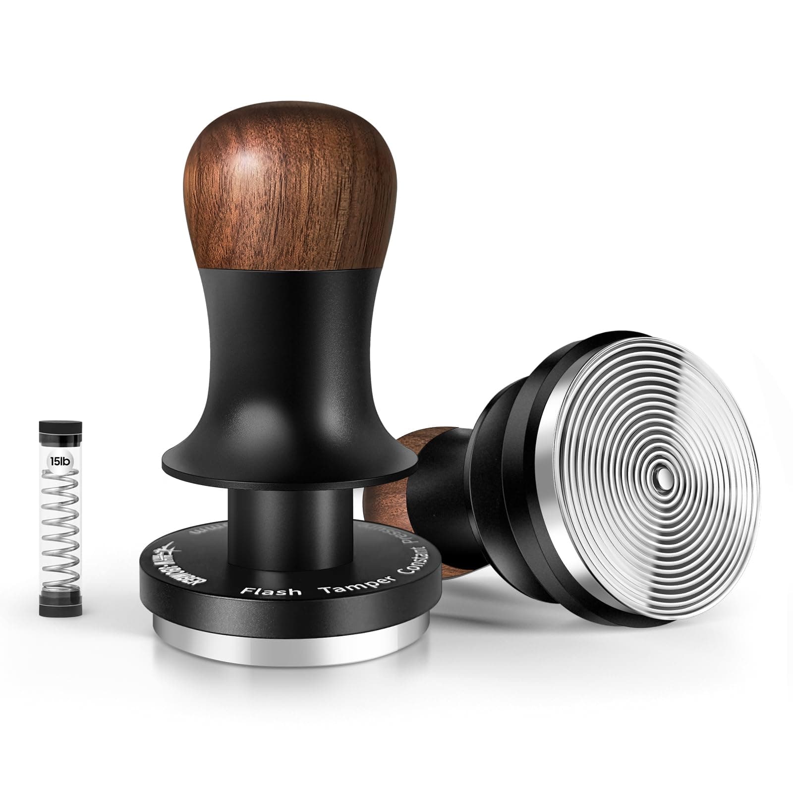 MHW-3BOMBER 58.35 mm Coffee Tamper with Three Spring-Loaded Constant Pressure 30 lbs 58 mm Espresso Masher with Sound Feedback Espresso Tamping Tools T6072T