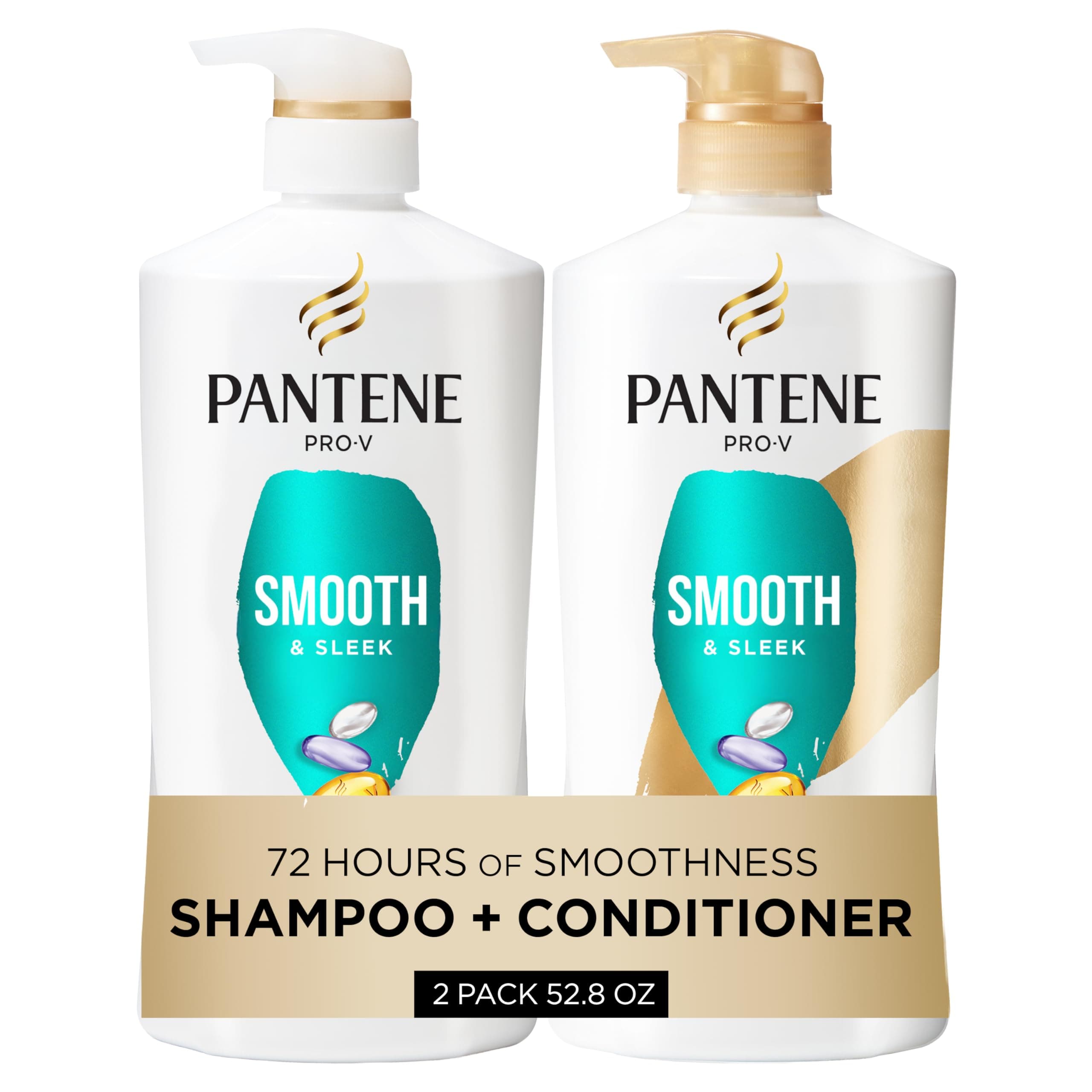 Pro-V Smooth & Sleek Shampoo 27.7 oz & Conditioner 25.1 oz with Rescue Shot 0.5 oz