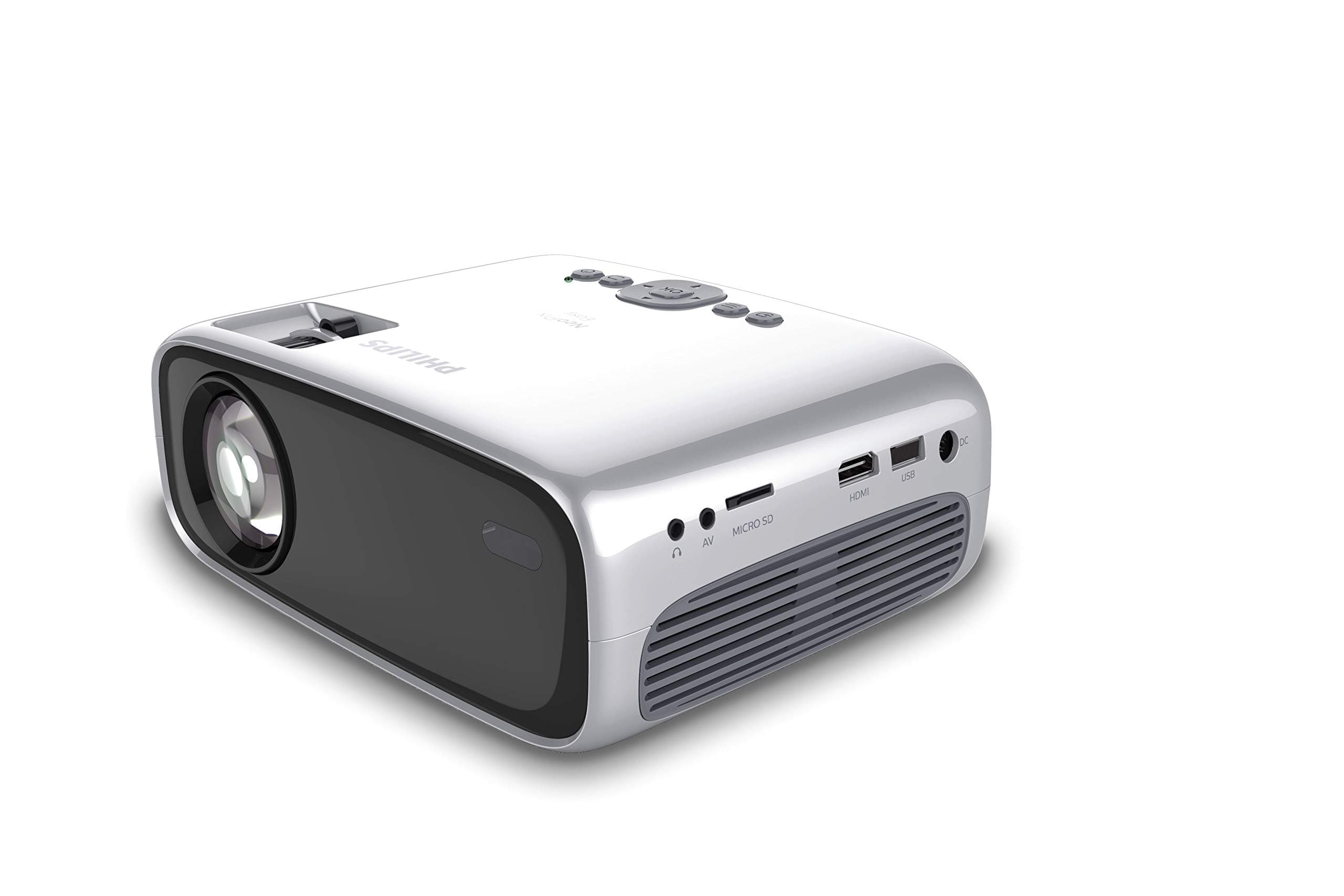 Philips Projection Philips NeoPix Easy Mini Projector Professional Portable for Home / Business - 80 "1080p FHD LED Stereo Speakers 2600 lumens Total Connectivity HDMI USB MicroSD (20 years duration)