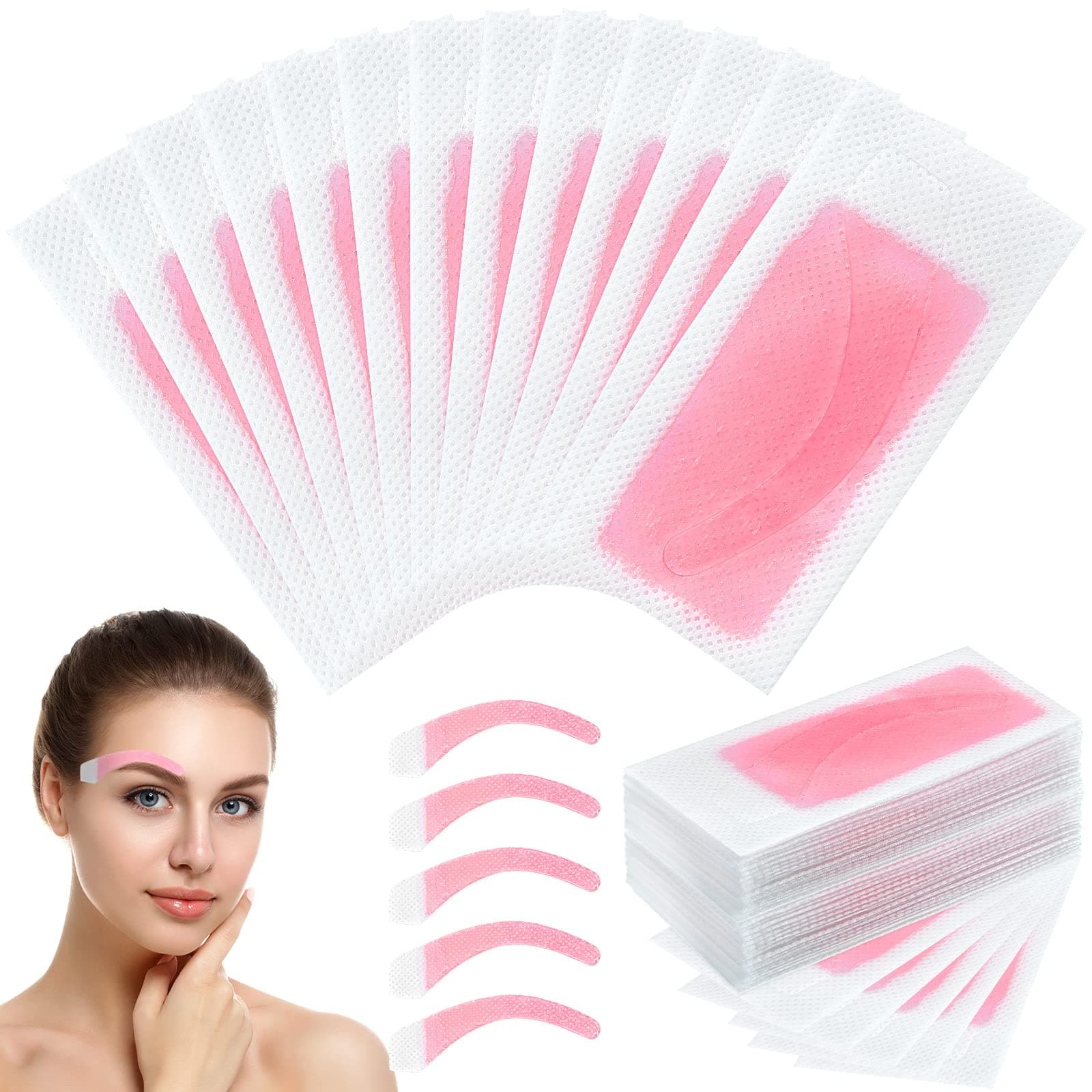 Eyebrows Wax Strips Face Eyebrow Shaper Wax Strips Cold Waxing Strip for Eyebrow Ready to Use Facial Hair Removal Strips for Women Home and Traveling, Double Side (48 Pairs)