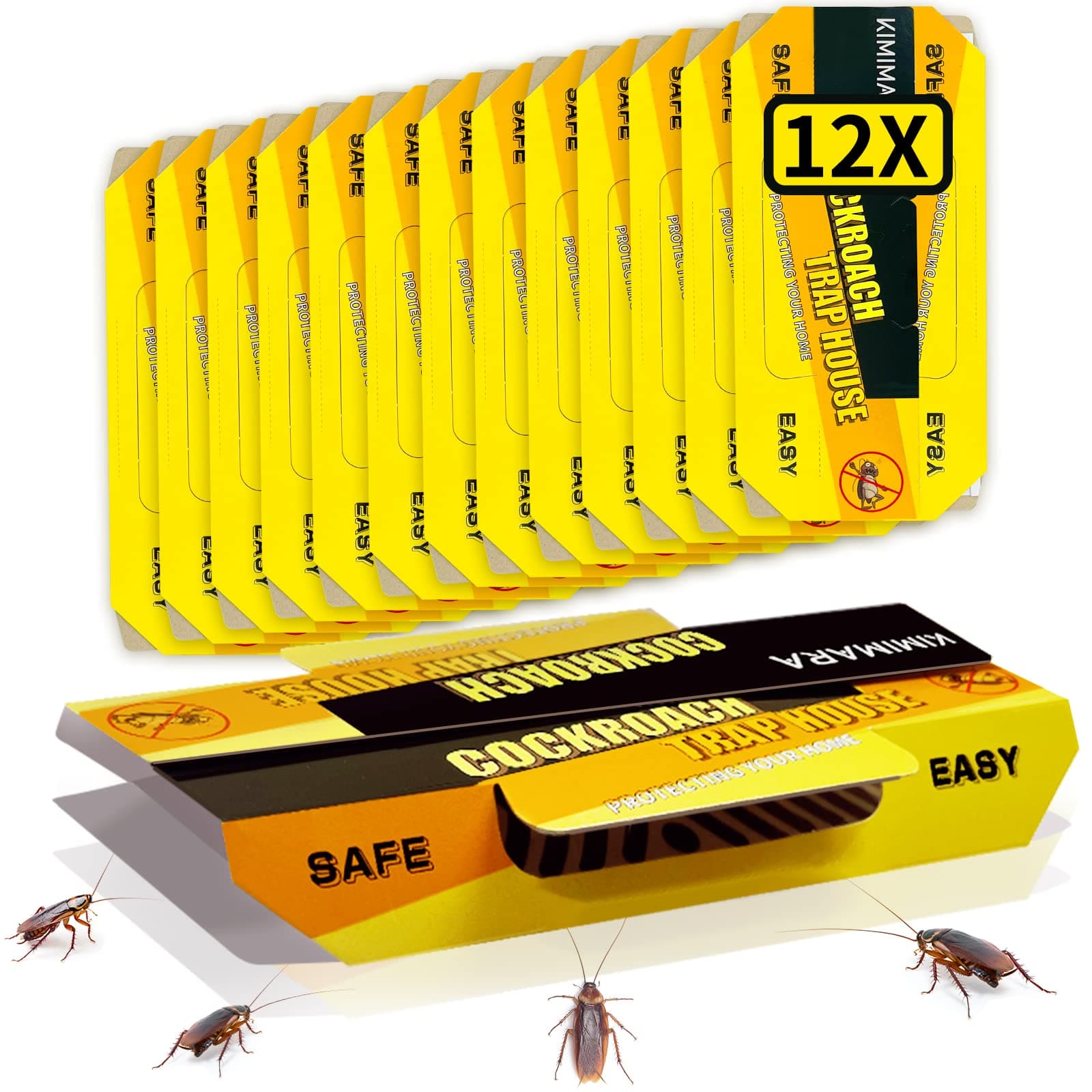 Kimimara Cockroach Traps, Roach Traps for Home Pest Control Roaches with Bait Included (12 Pack)