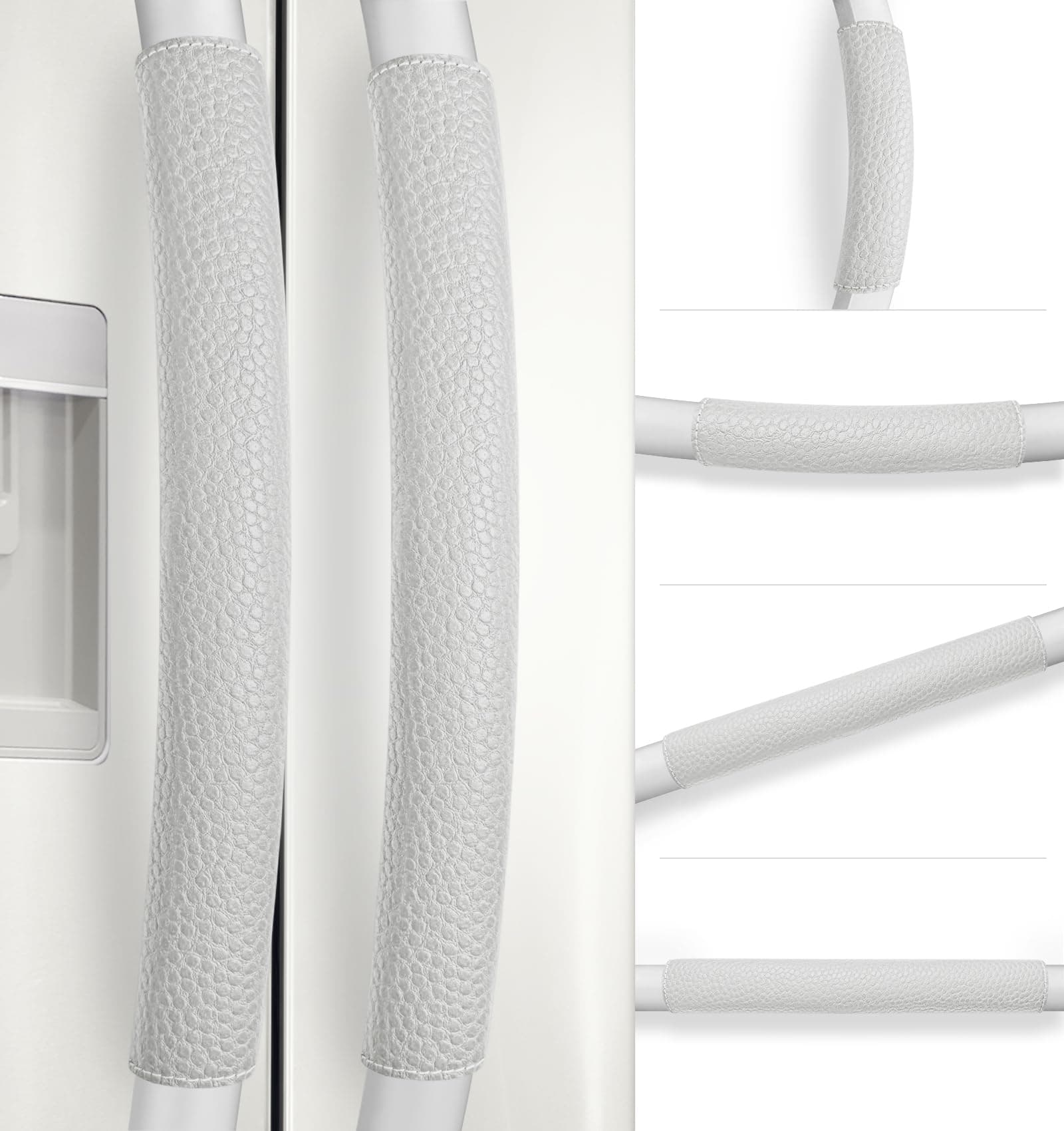 Refrigerator Handle Covers, 6 PCS, Adjustable Appliance Handle Covers, Keep Your Kitchen Clean, Microwave Oven Stove Dishwasher Handle Protector, Non Slip Fridge Handle Cover (Pearl Gray)