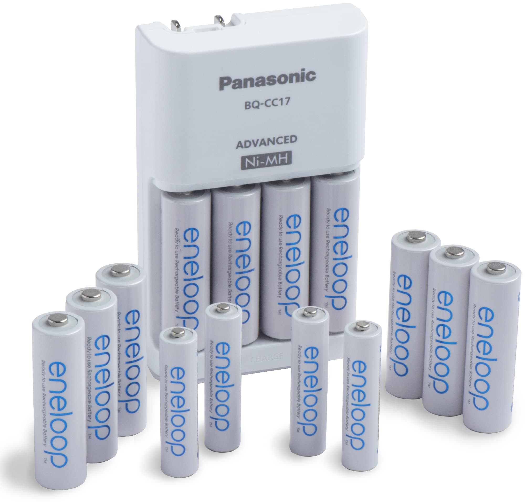Panasonic K-KJ17MZ104A eneloop Power Pack; 10AA, 4AAA, and Advanced Individual Battery Charger