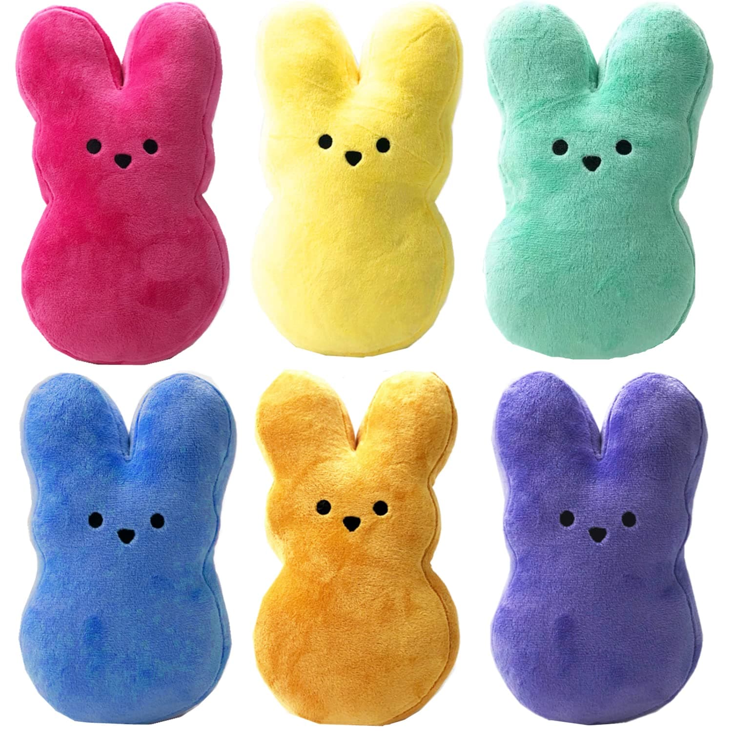 XIAOHONG 6Pcs Peep Plush Easter Bunny Stuffed Animal, Easter Bunny Doll Soft Plush Bunnies Stuffed Rabbit Animal Toy, Easter Rabbit Dolls for Kids Easter Decoration, Perfect Easter Baskets Filler